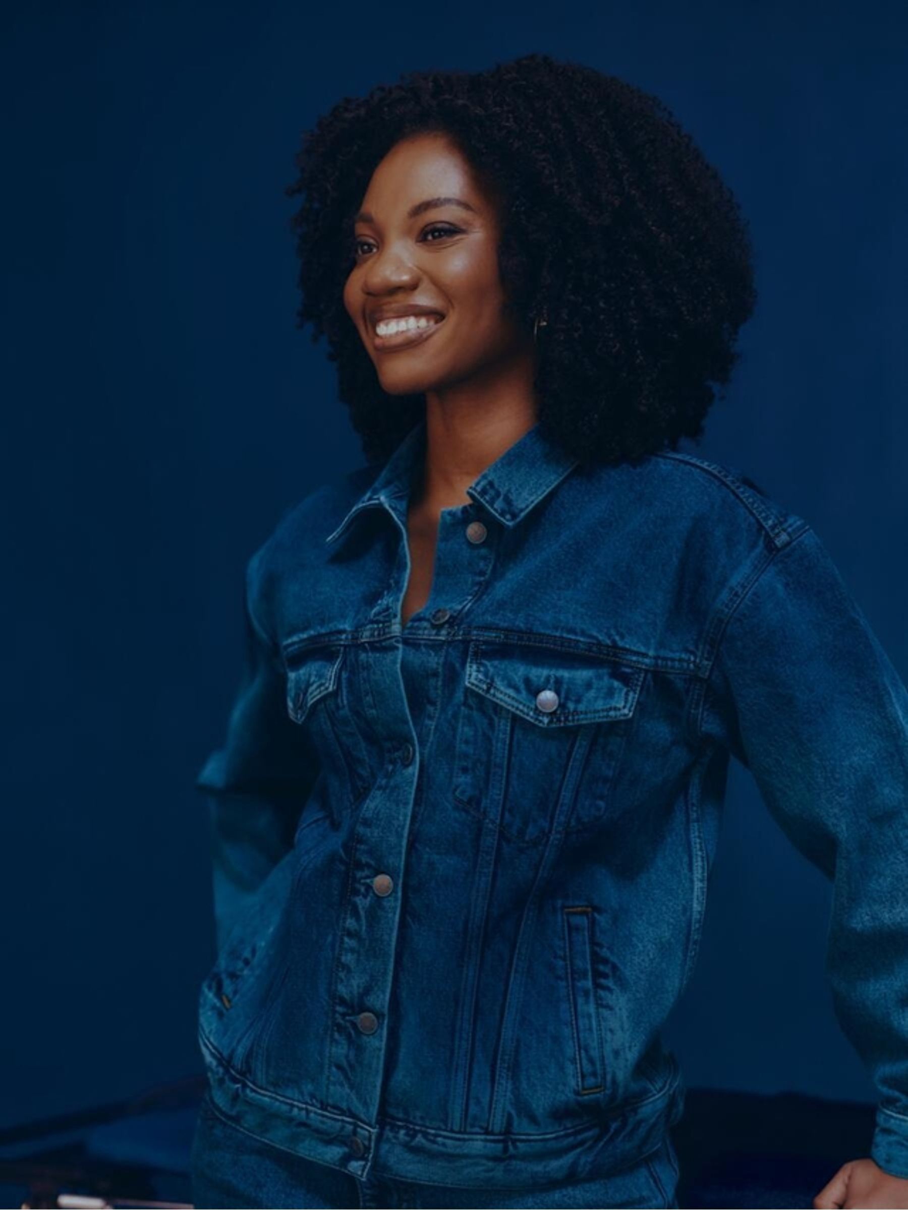 Gap x Harlem's Fashion Row Blue Oversized Icon Denim Jacket - Image 1 of 7 Gap x Harlem's Fashion Row Blue Oversized Icon Denim Jacket - Image 1 of 7