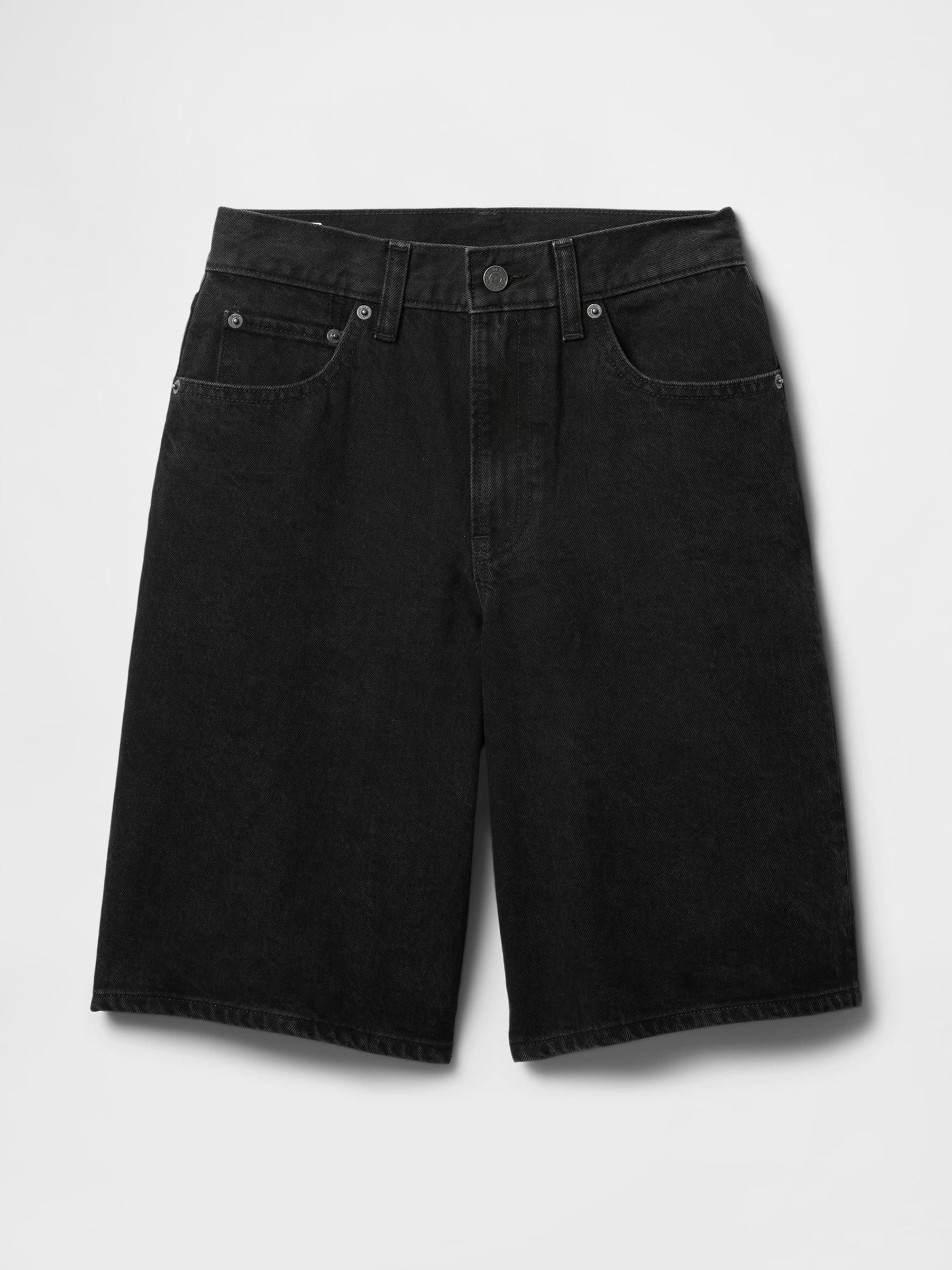 Black 11inch Mid Rise Longline Denim Shorts - Image 7 of 7