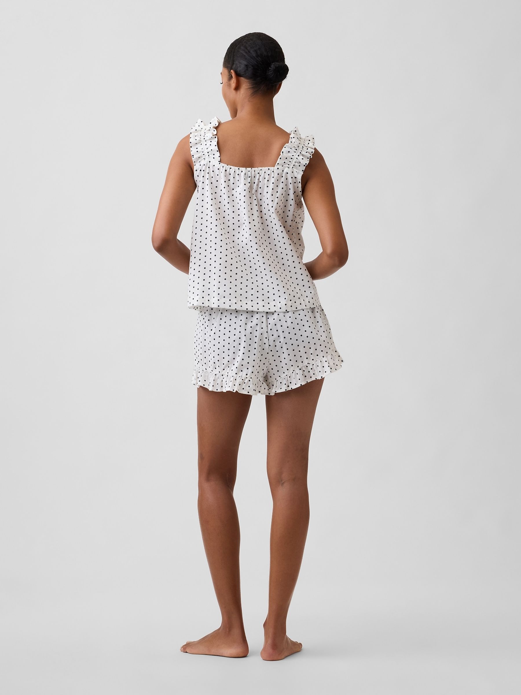 White Spotted Ruffle Poplin Pyjama Shorts - Image 2 of 5