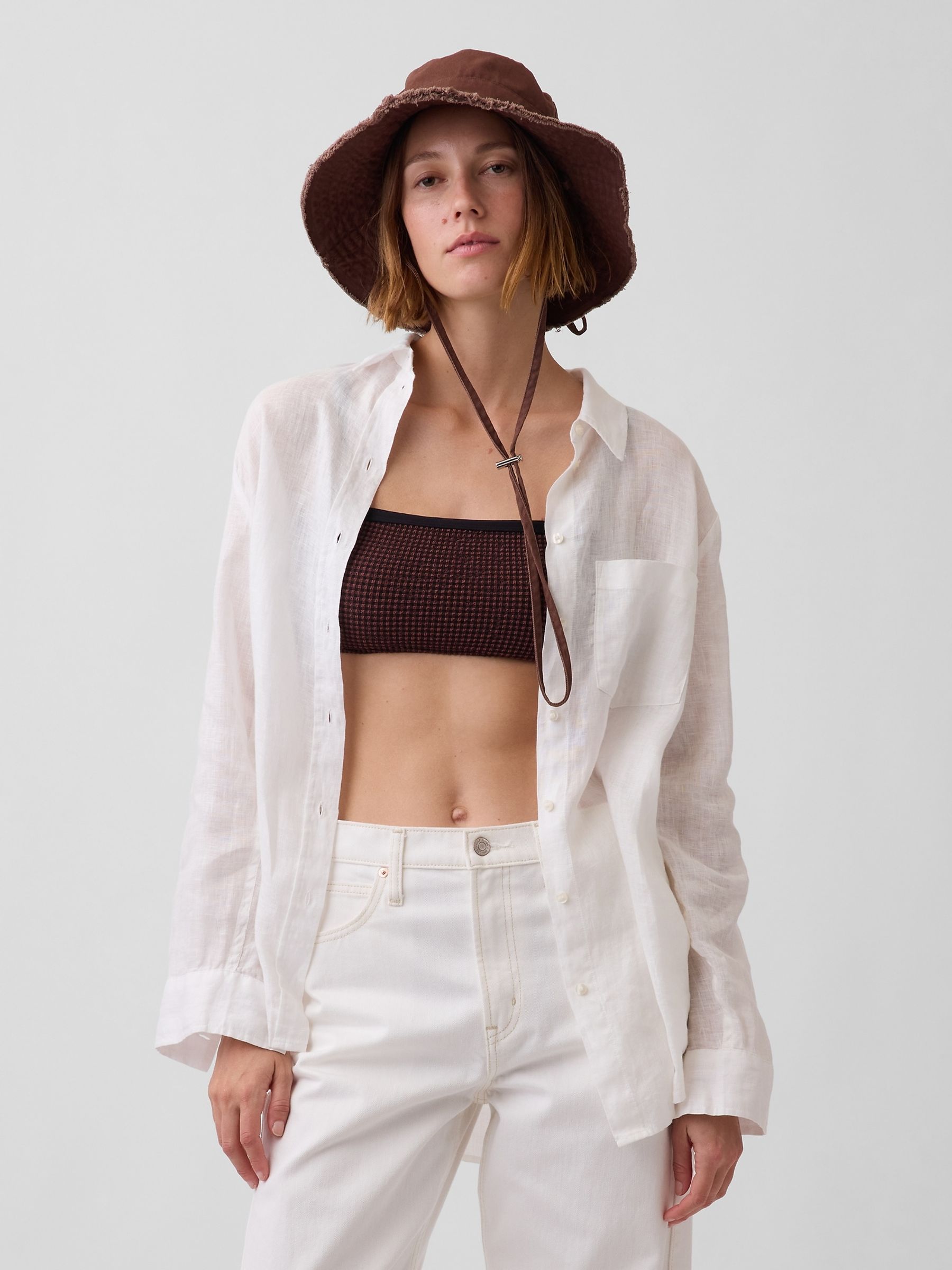 Brown Frayed Bucket Hat - Image 3 of 4