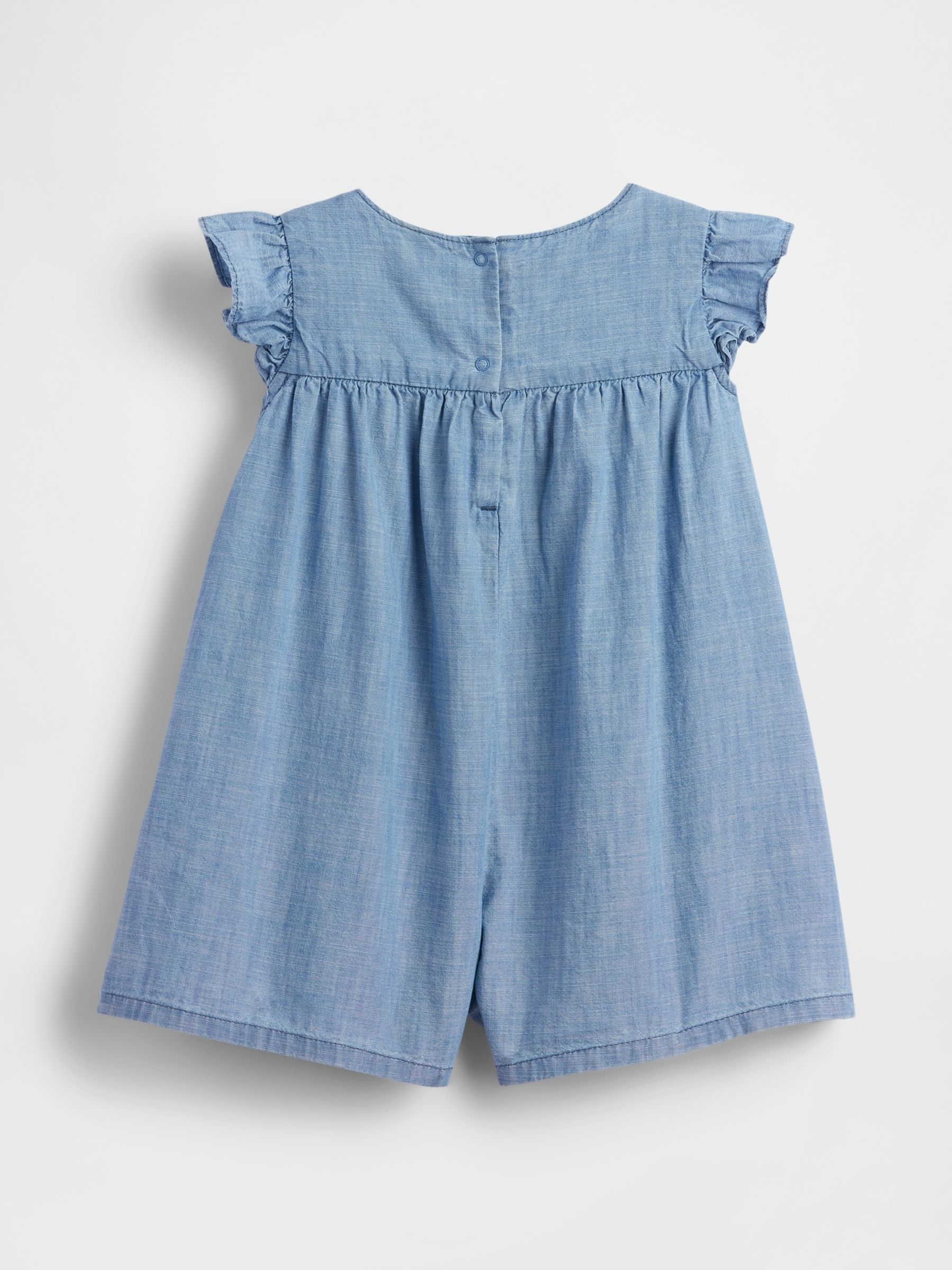 Light Wash Denim Embroidered Yoke Playsuit - Image 3 of 4