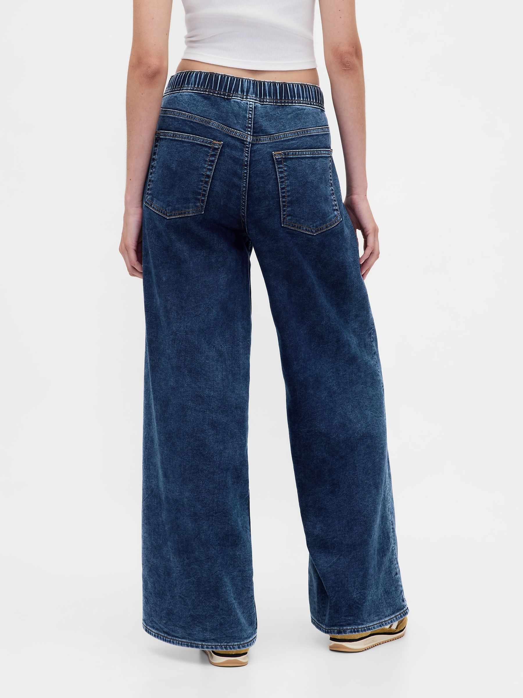 Dark Indigo Mid Rise Knit Denim Baggy Jeans - Image 2 of 4