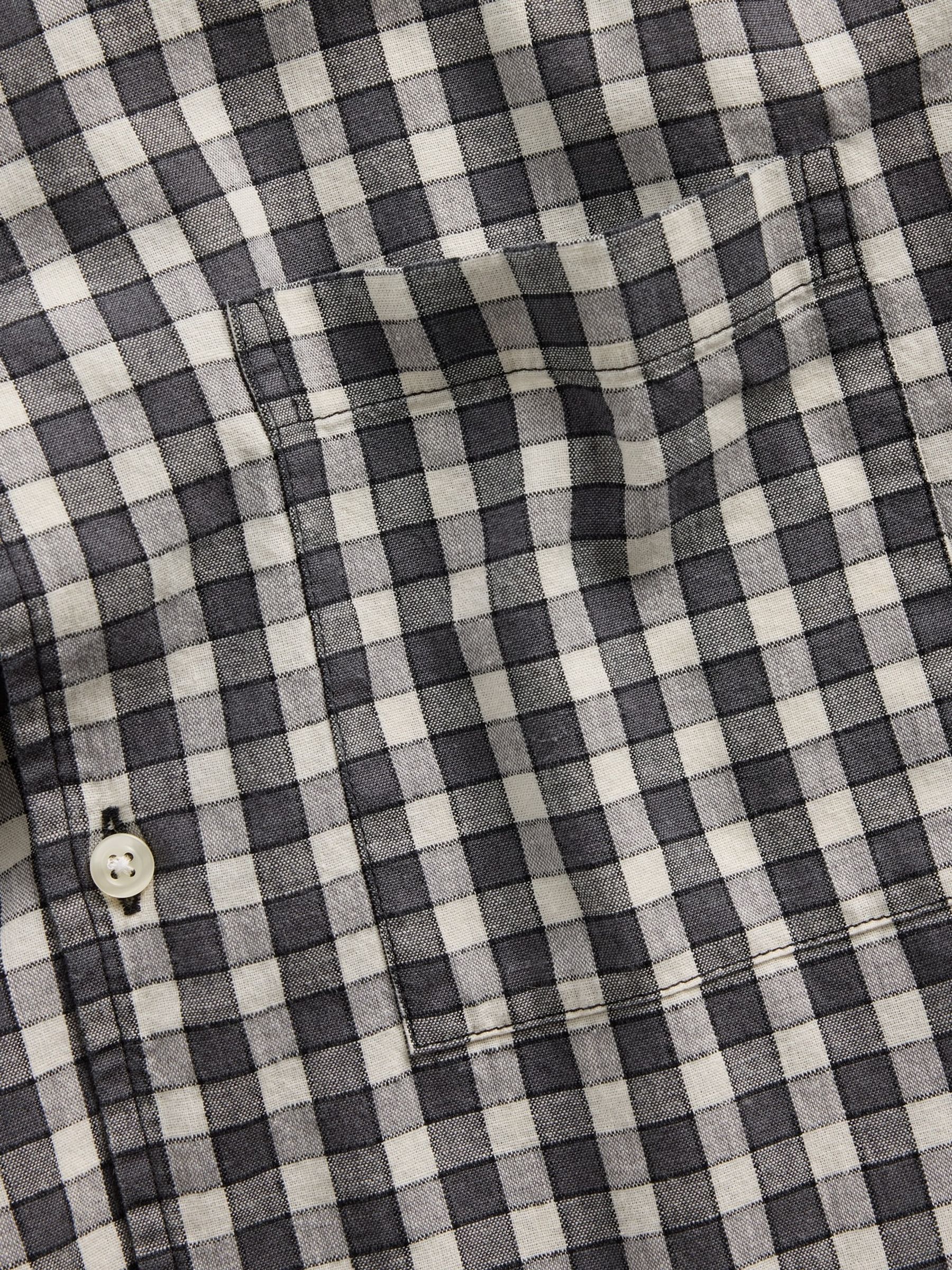 Black Check Linen-Cotton Relaxed Straight-Hem Shirt - Image 4 of 4