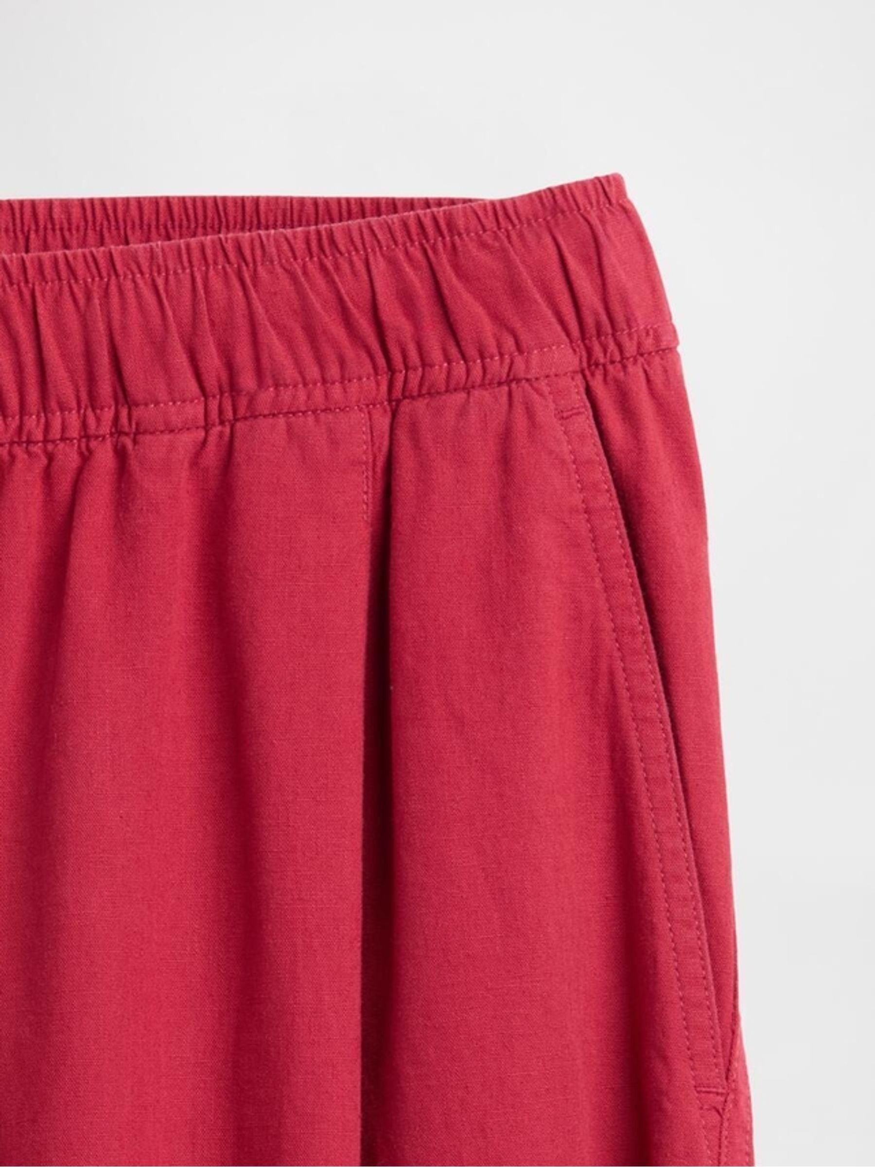 Red Mid Rise Linen-Blend Easy Barrel Trousers - Image 6 of 6