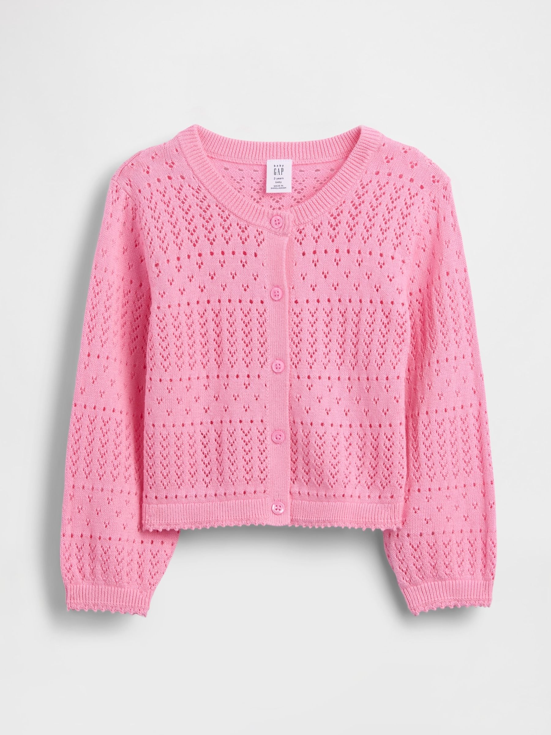 Pink Pointelle Cardigan (6mths-5yrs) - Image 1 of 2
