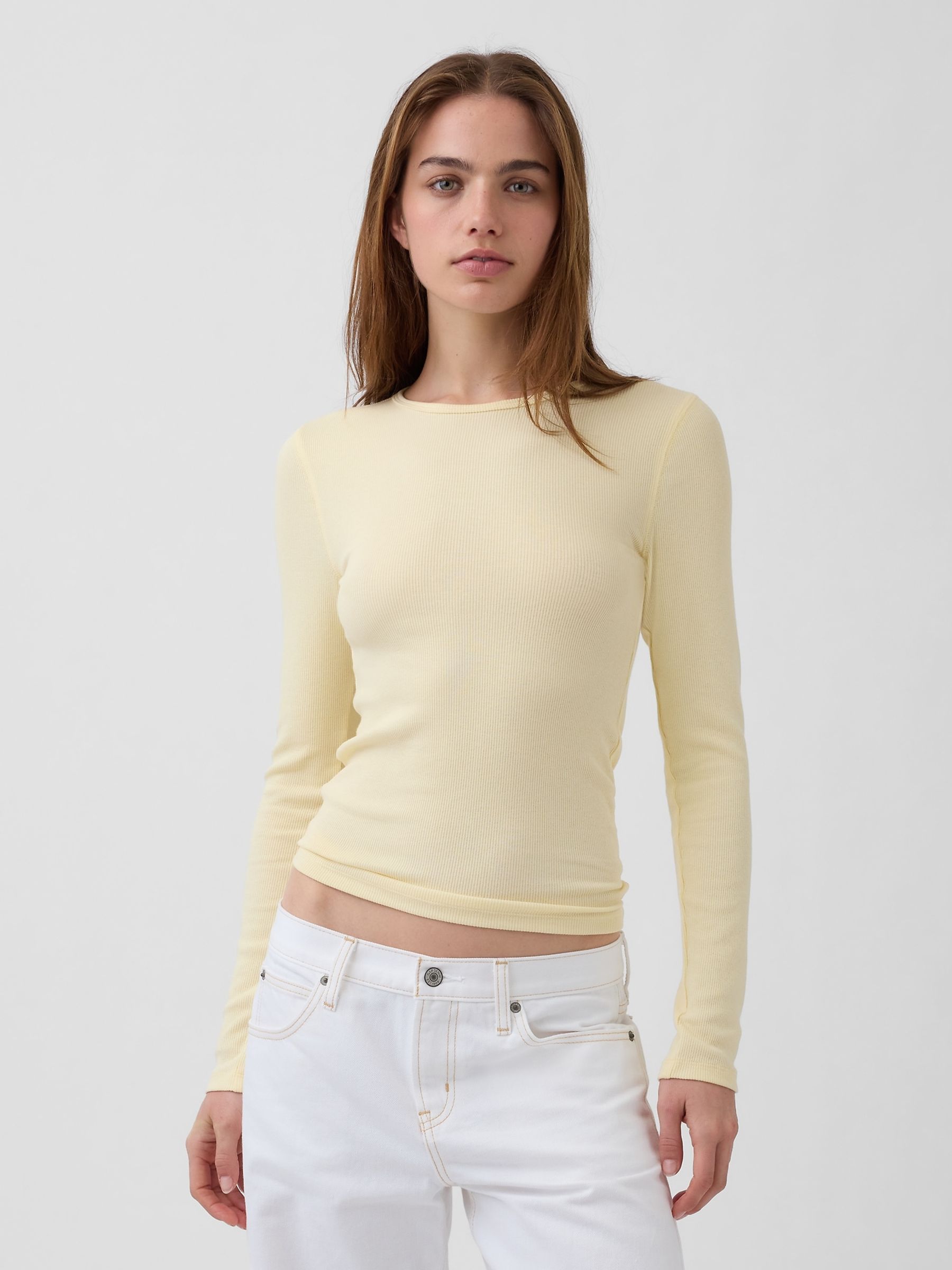 Yellow Modern Rib T-Shirt - Image 1 of 3 Yellow Modern Rib T-Shirt - Image 1 of 3