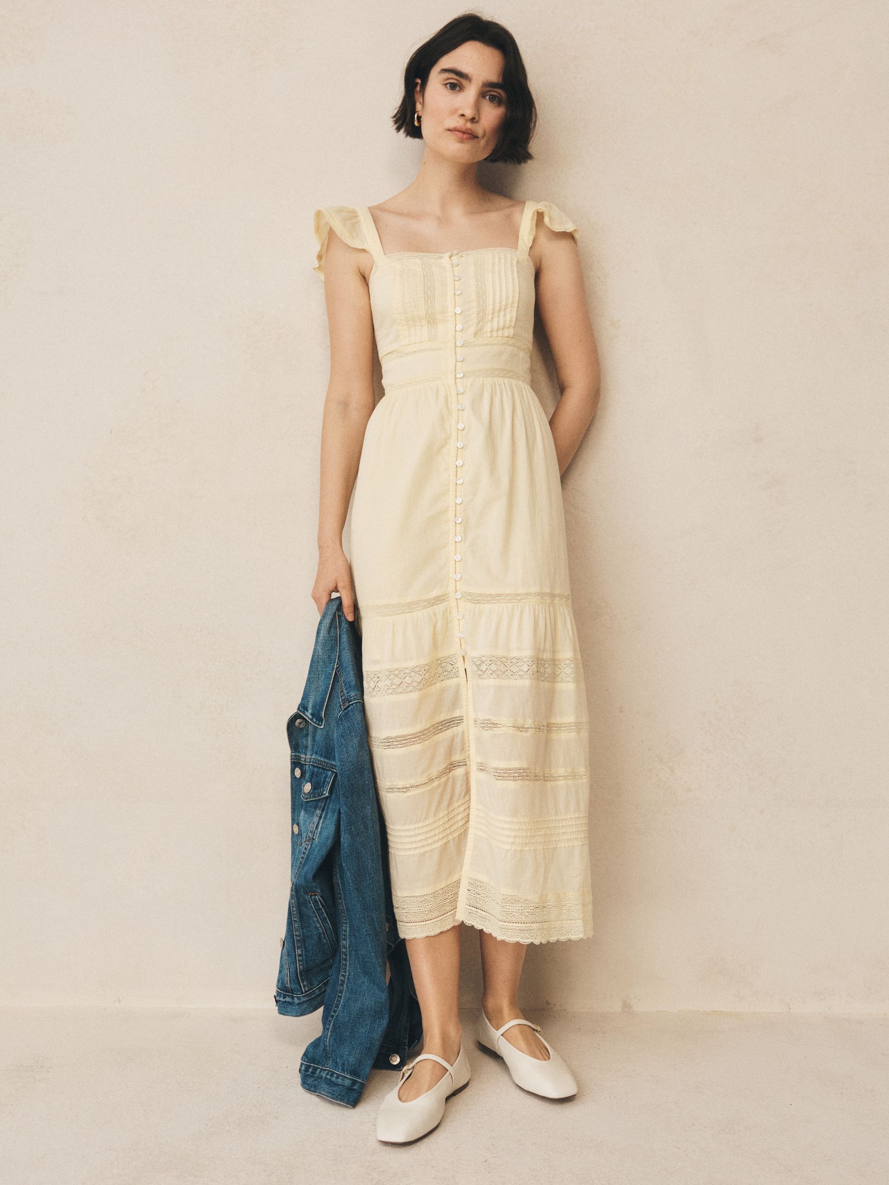 Yellow Lace Ruffle Voile Maxi Dress - Image 5 of 5 Yellow Lace Ruffle Voile Maxi Dress - Image 5 of 5
