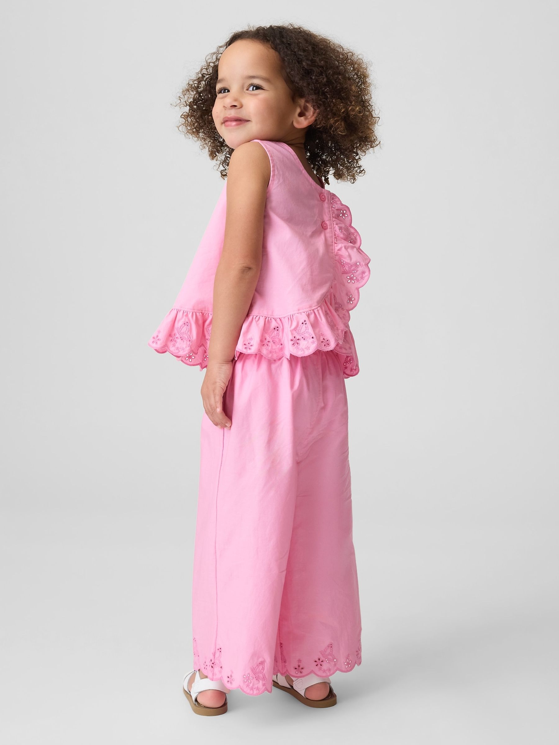 Pink Eyelet Ruffle Outfit Set - Image 1 of 3