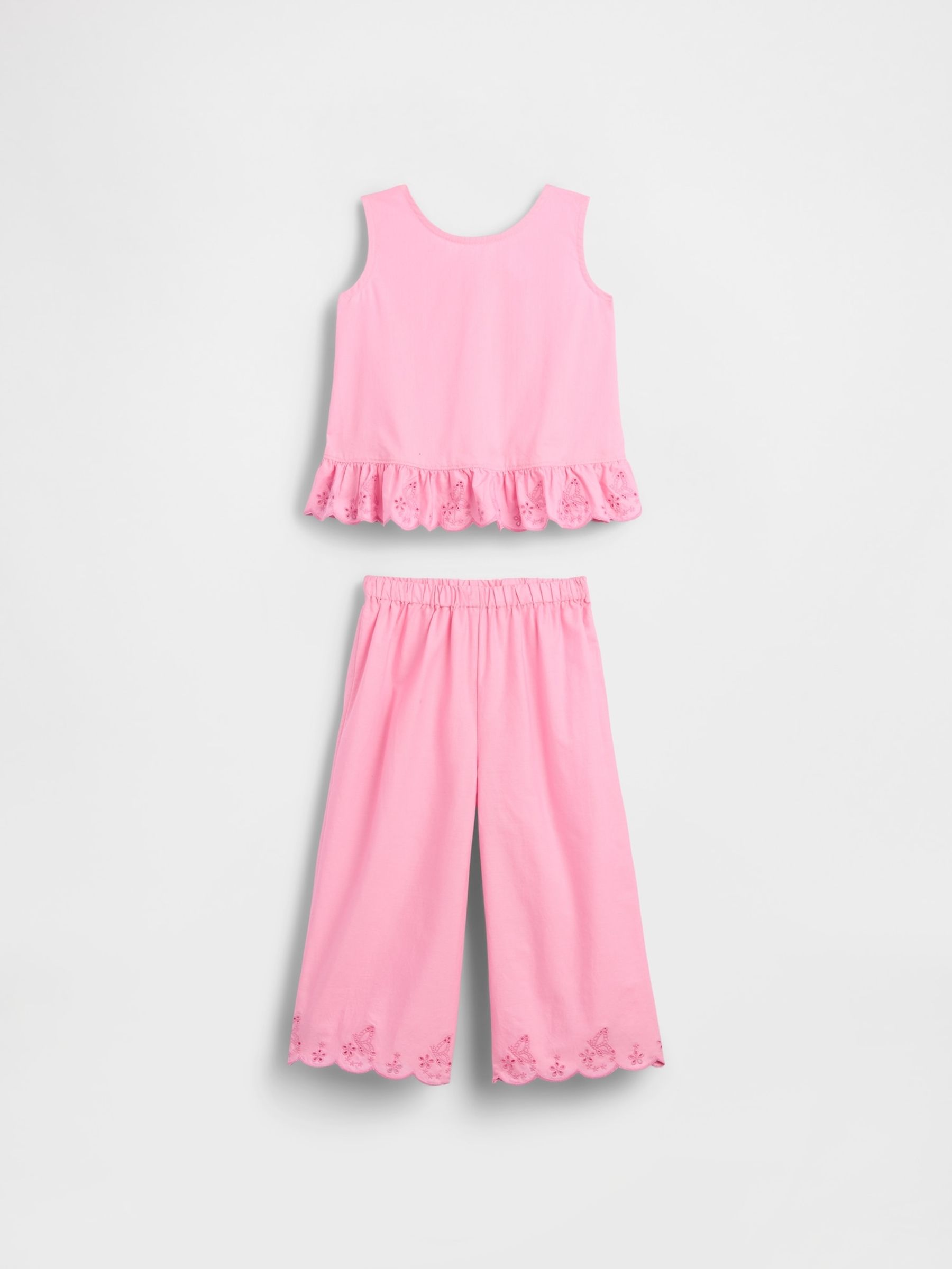 Pink Eyelet Ruffle Outfit Set - Image 2 of 3
