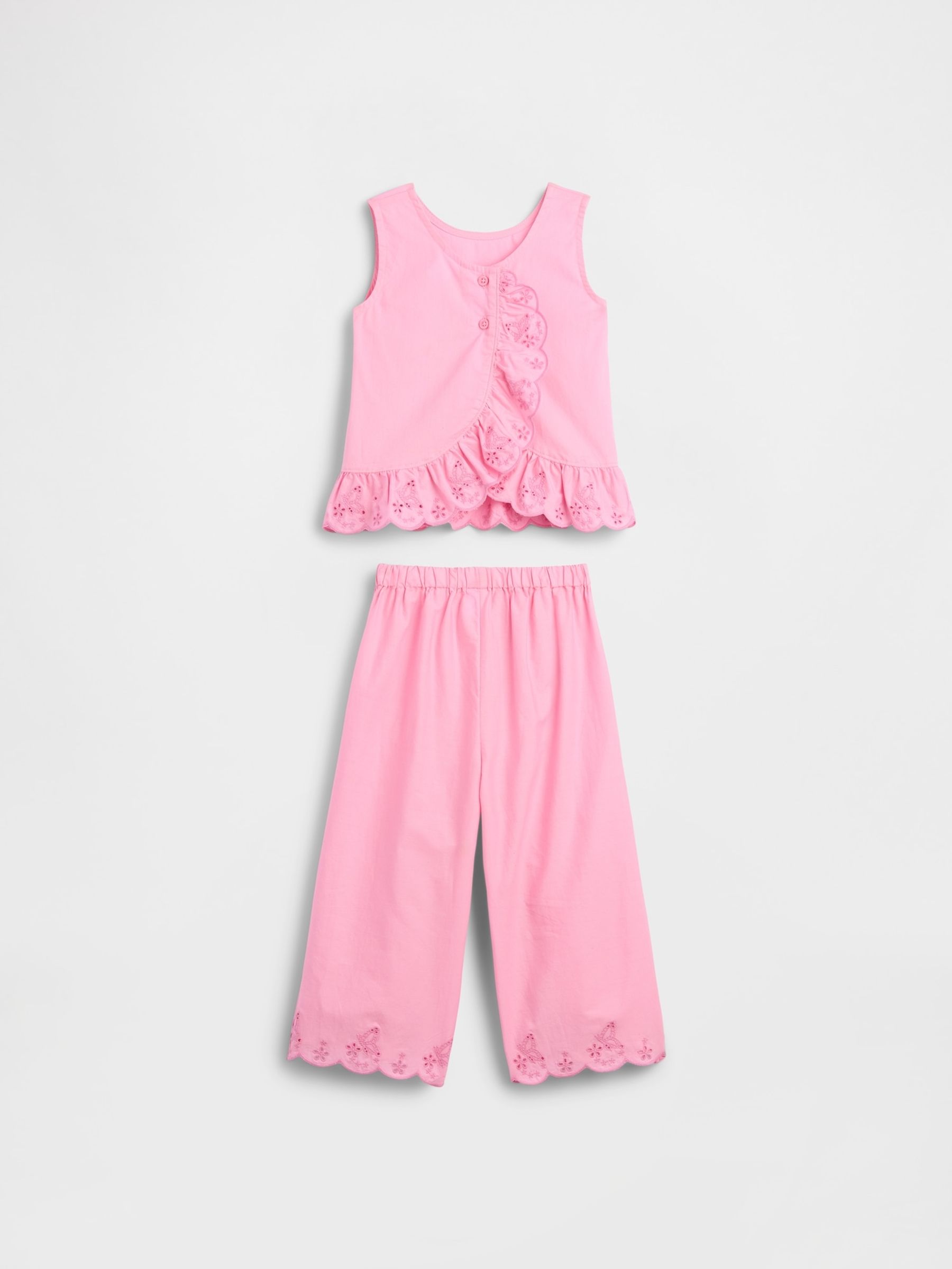 Pink Eyelet Ruffle Outfit Set - Image 3 of 3