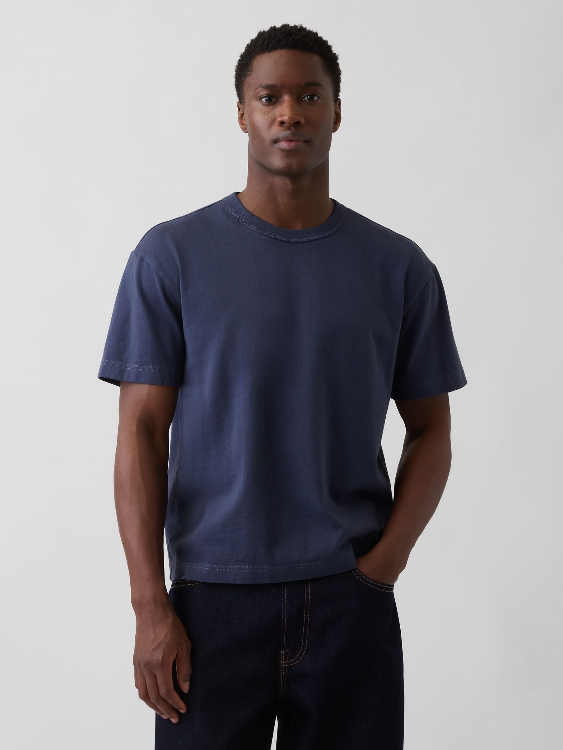 Navy Heavyweight Boxy T-Shirt - Image 1 of 4