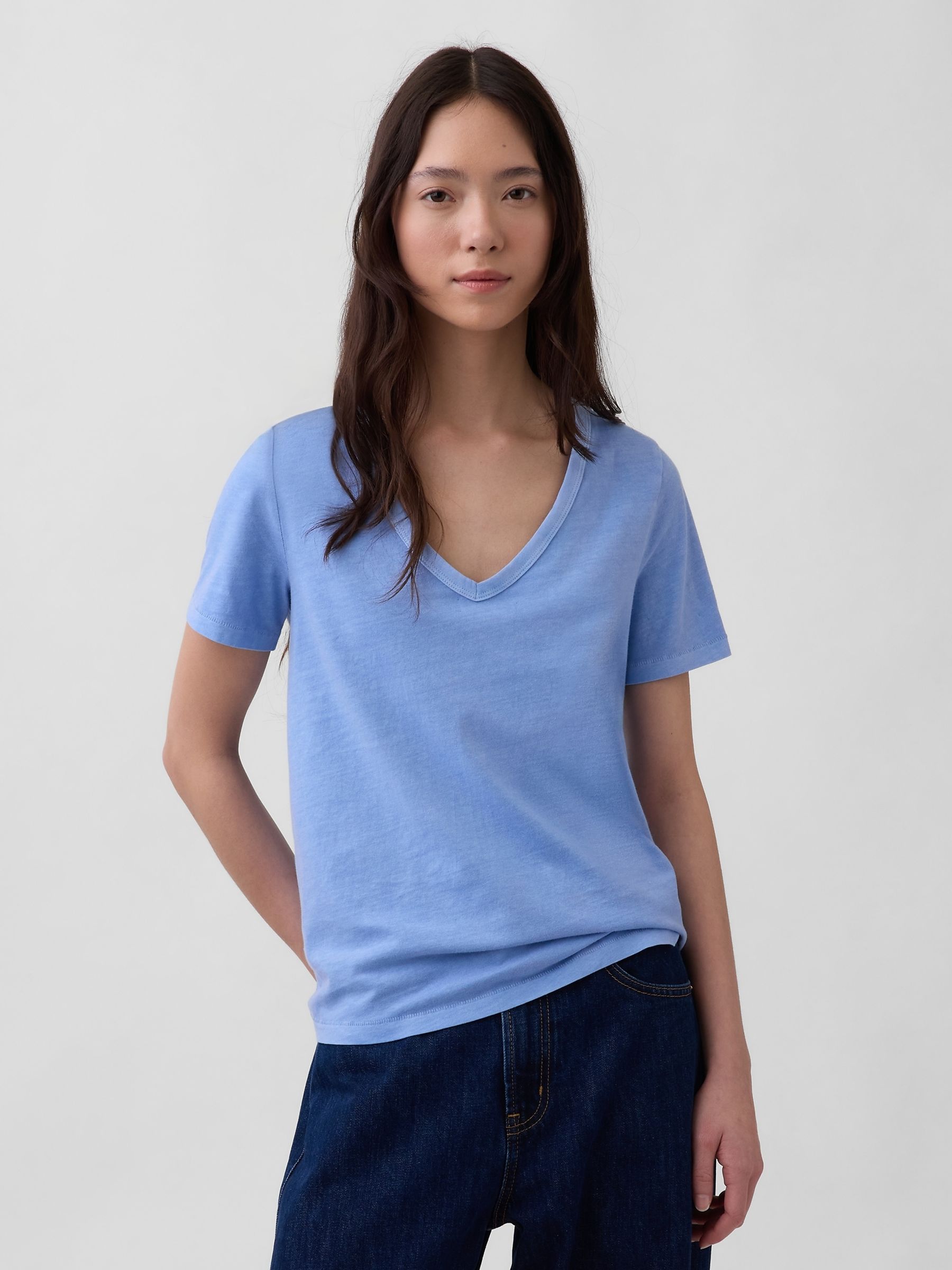 Blue Vintage Soft V-Neck T-Shirt - Image 1 of 3