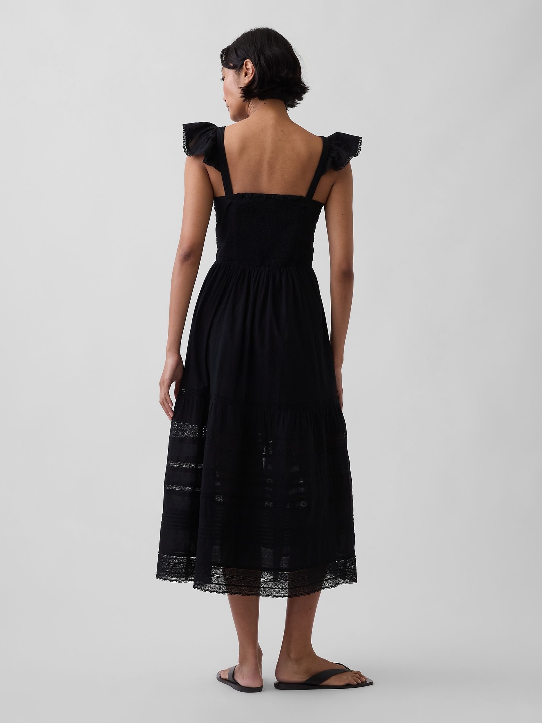 Black Lace Ruffle Voile Maxi Dress - Image 2 of 4