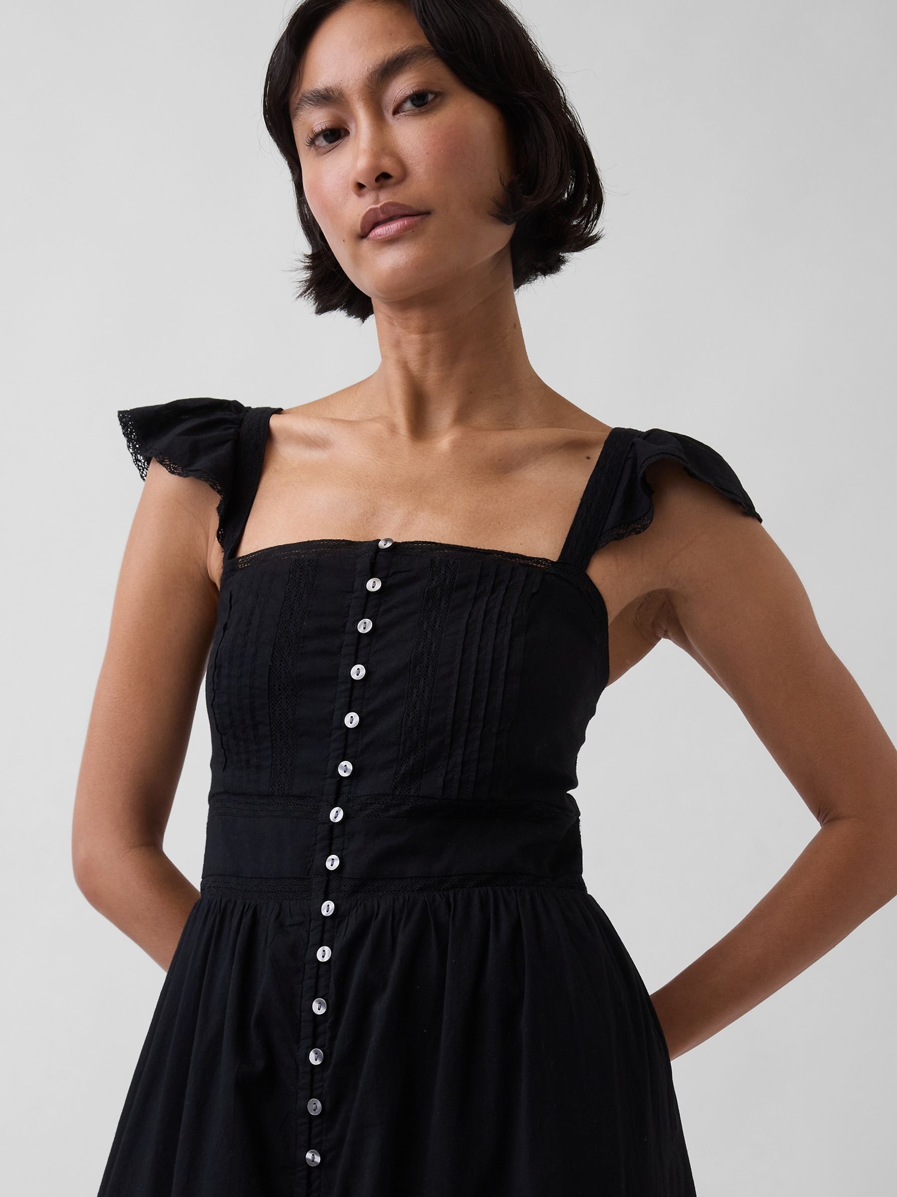 Black Lace Ruffle Voile Maxi Dress - Image 4 of 4