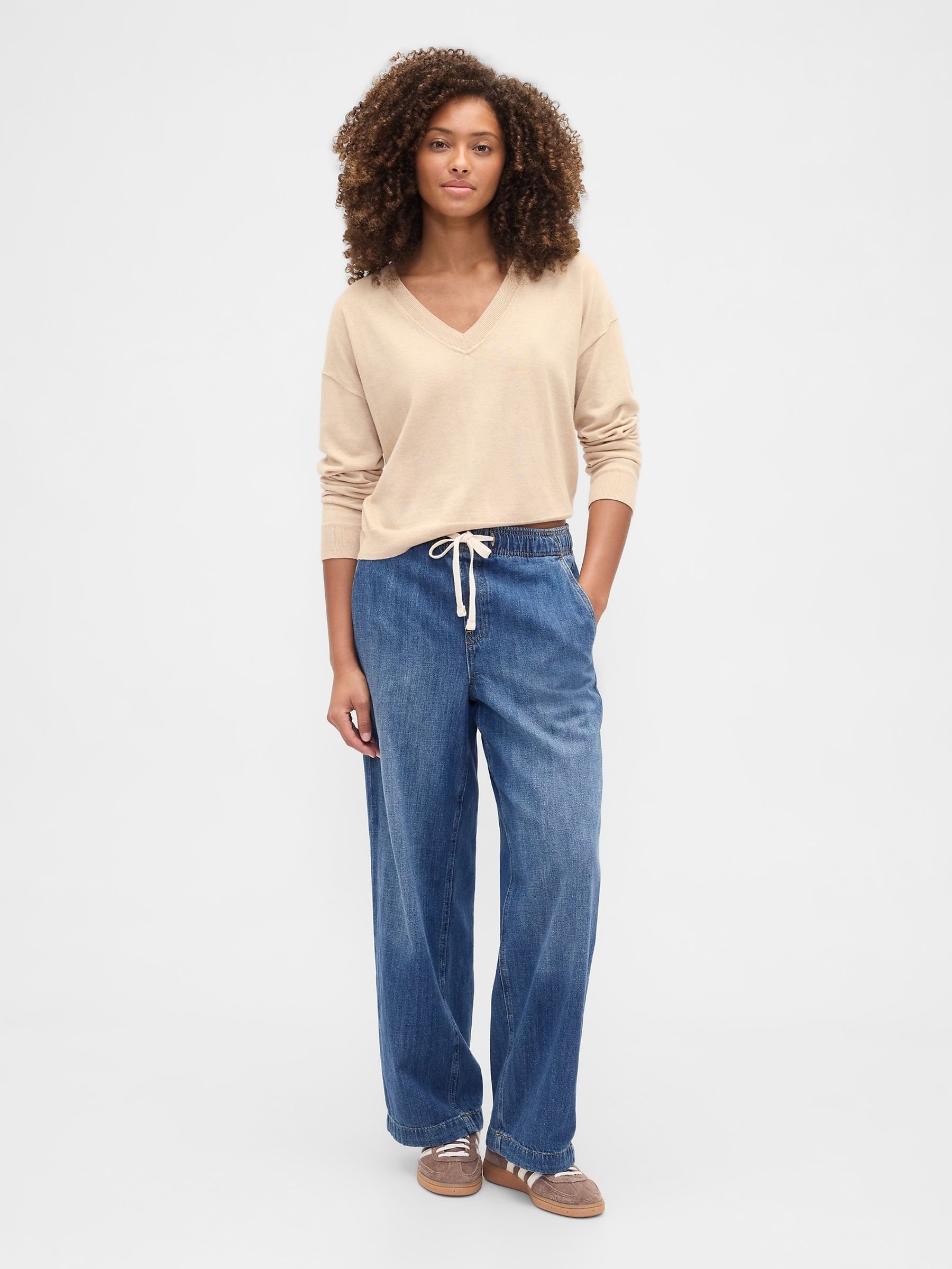Dark Wash High Waisted Easy Wide-Leg Jeans - Image 1 of 6