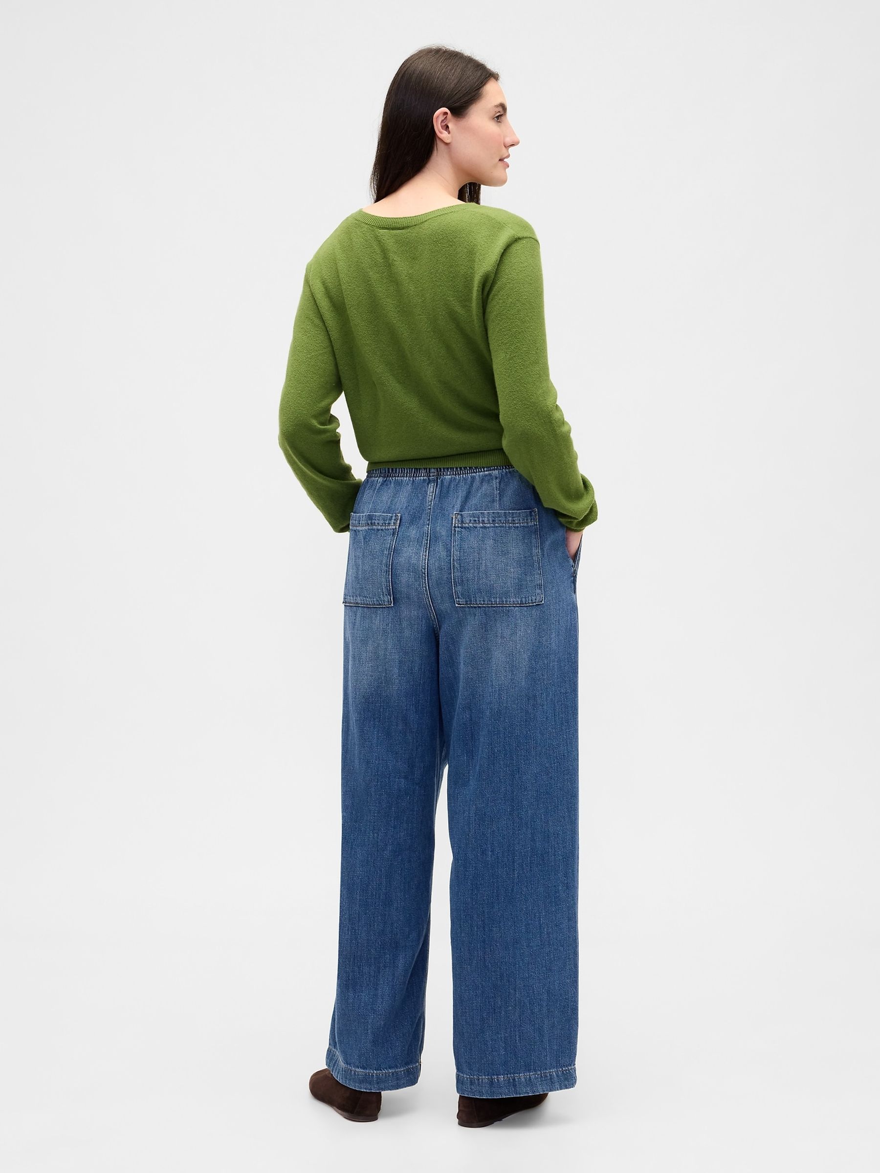 Dark Wash High Waisted Easy Wide-Leg Jeans - Image 6 of 6