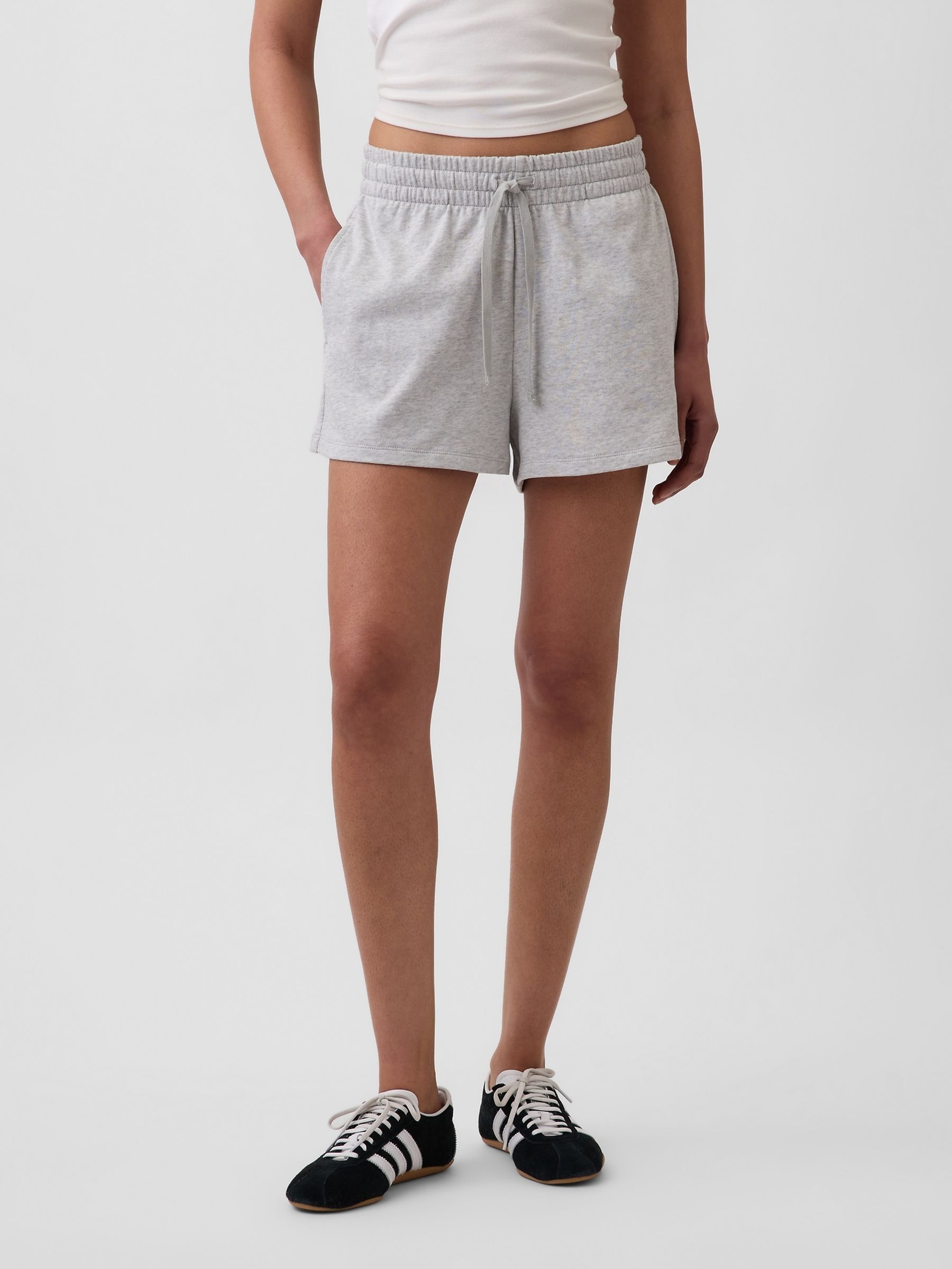 Grey 3 inch French Terry Relaxed Logo Sweat Shorts - Image 1 of 6