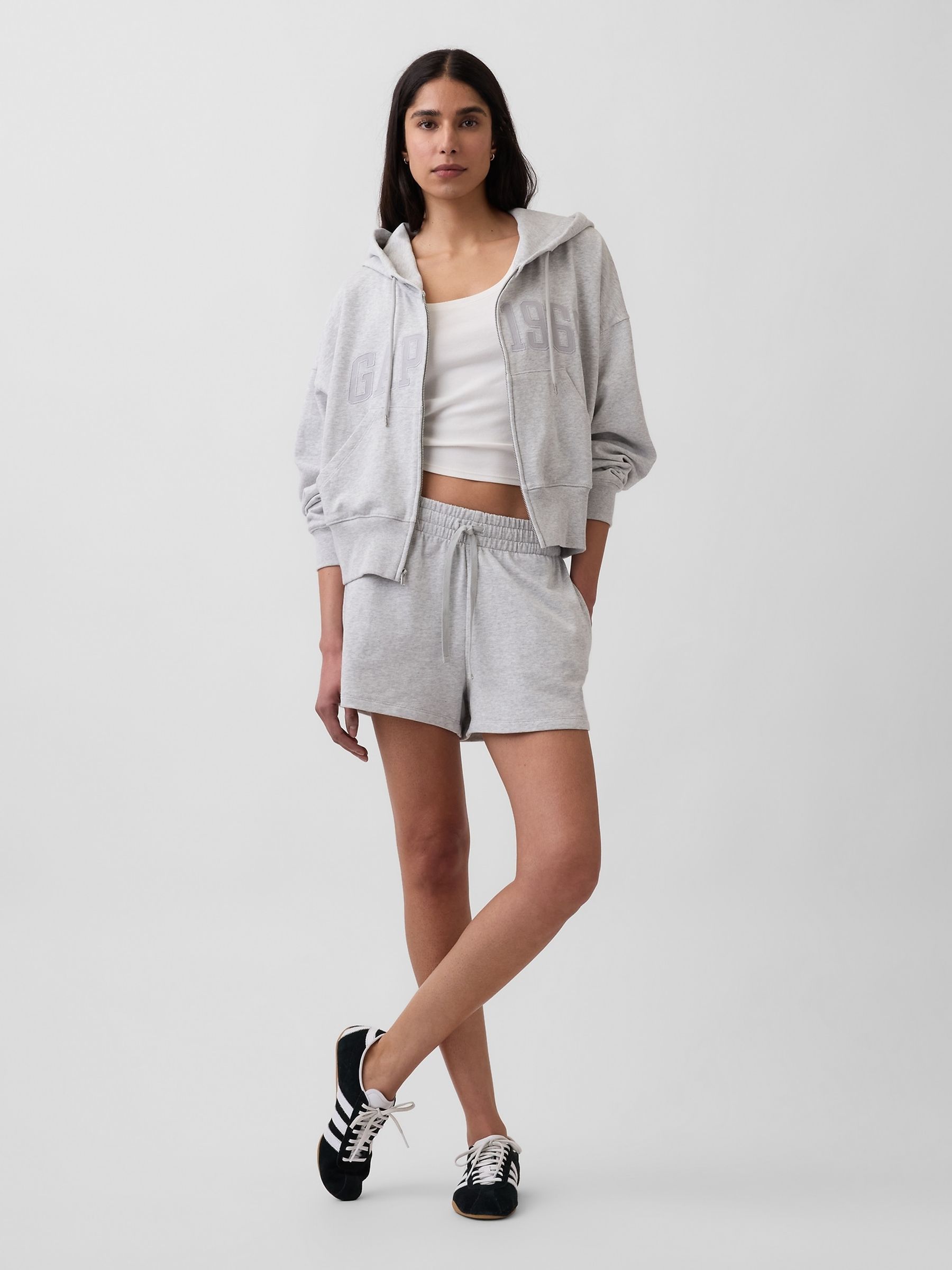 Grey 3 inch French Terry Relaxed Logo Sweat Shorts - Image 4 of 6