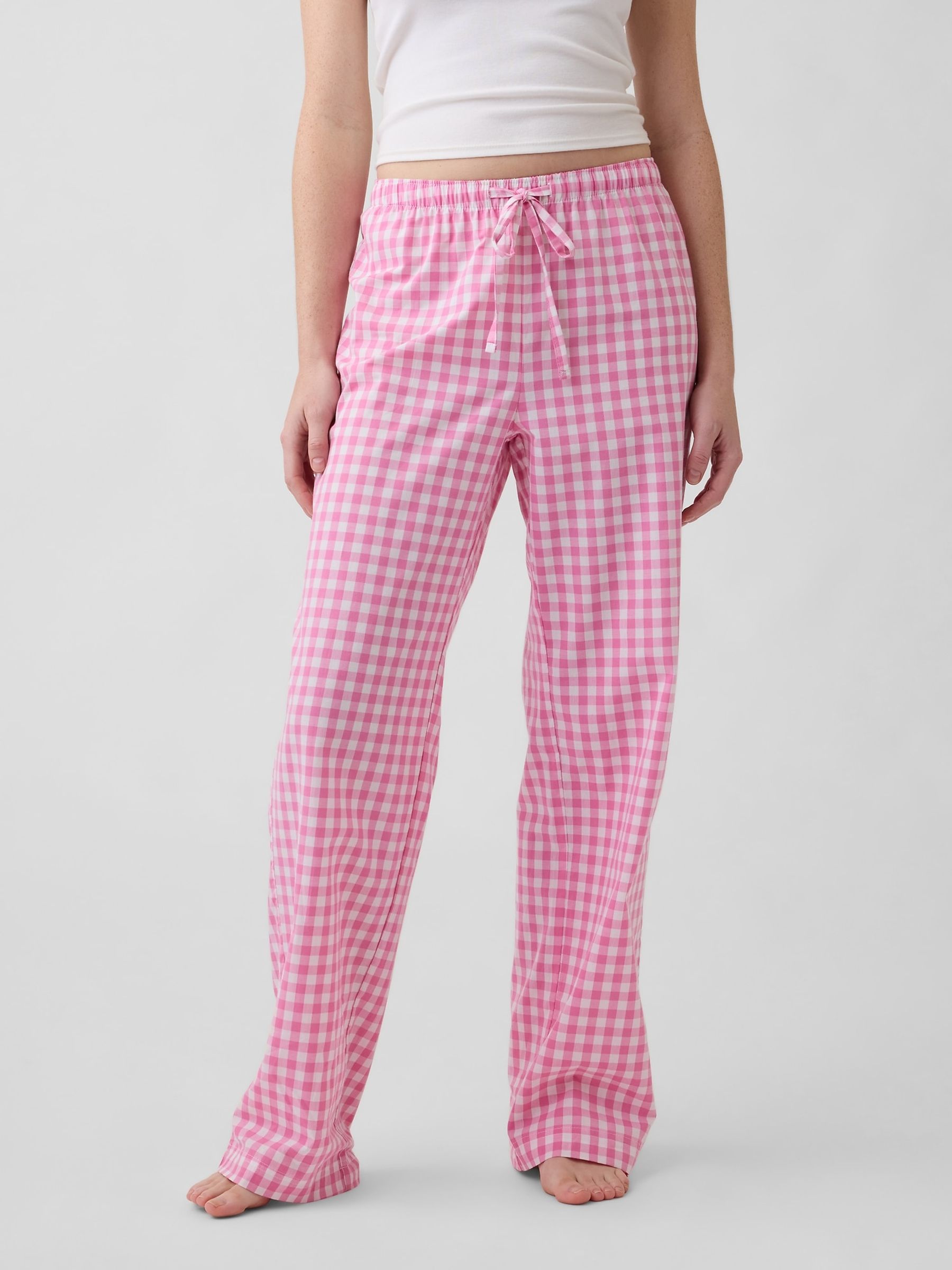 Pink Gingham Poplin Pyjama Bottoms - Image 1 of 4 Pink Gingham Poplin Pyjama Bottoms - Image 1 of 4