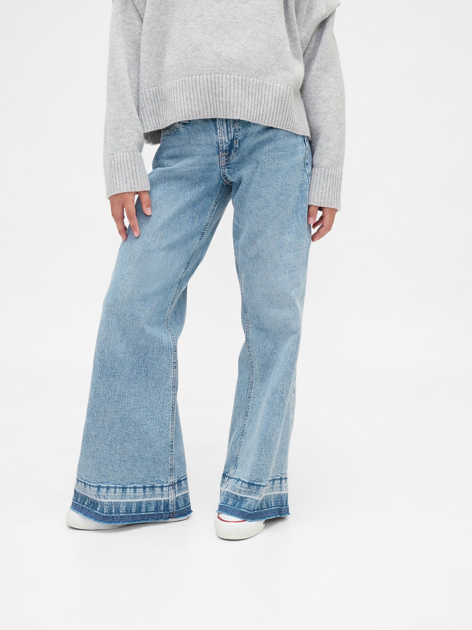 Meidum Wash Low Rise Relaxed Flare Jeans - Image 1 of 5