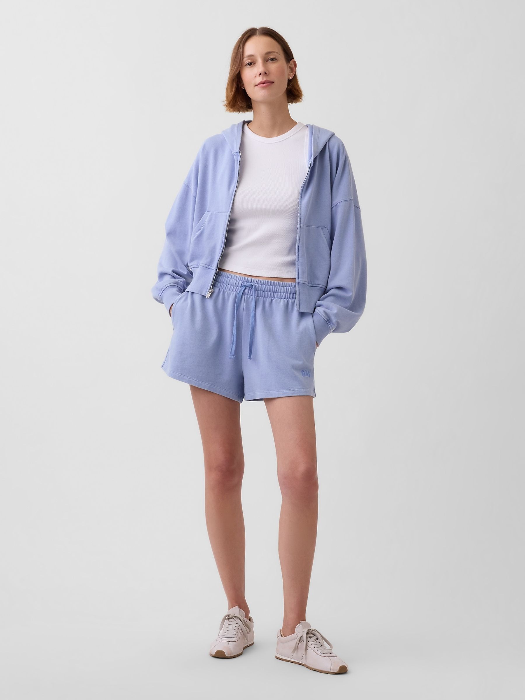 Blue 3 inch French Terry Relaxed Logo Sweat Shorts - Image 1 of 4