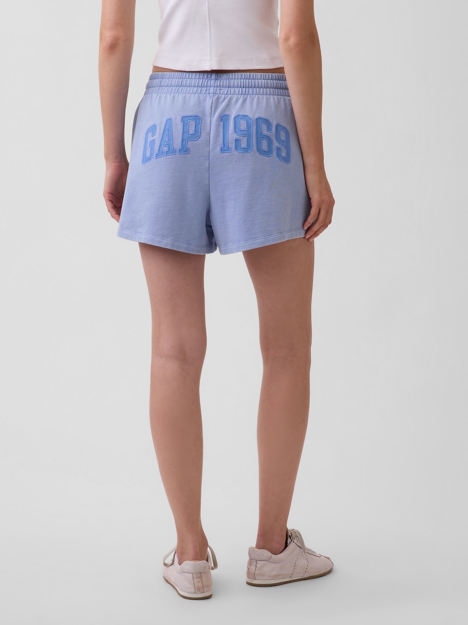 Blue 3 inch French Terry Relaxed Logo Sweat Shorts - Image 2 of 4