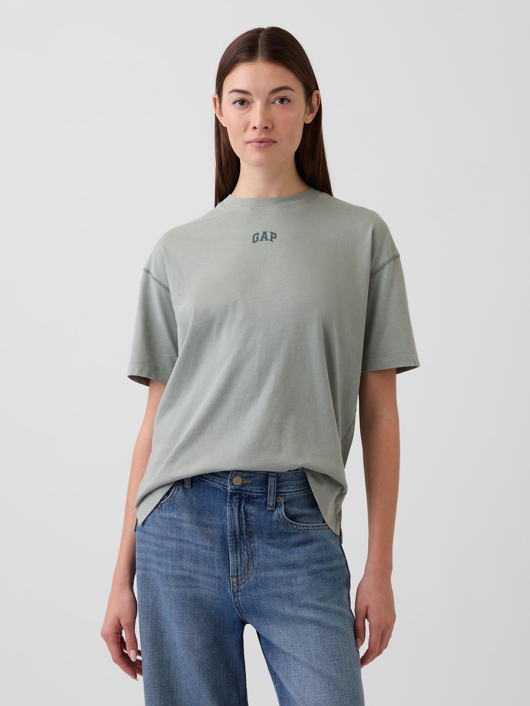 Green Vintage Soft Athletic Logo Longline T-Shirt - Image 1 of 4 Green Vintage Soft Athletic Logo Longline T-Shirt - Image 1 of 4