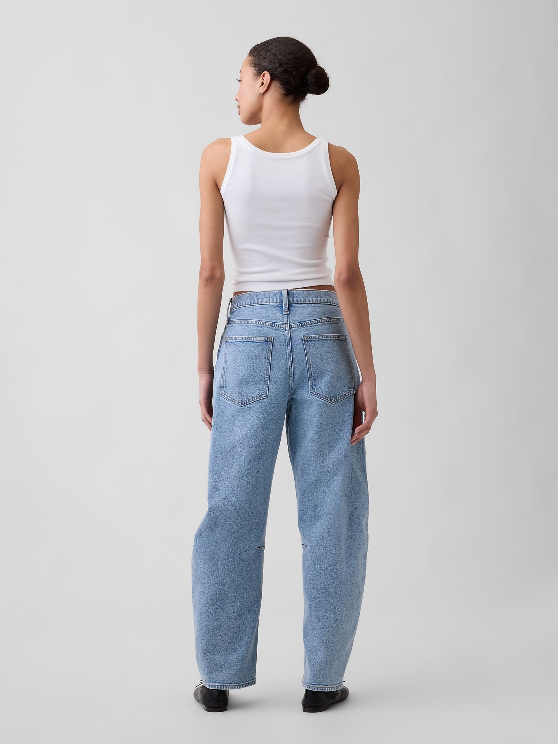 Light Wash High Waisted Barrel Jeans - Image 2 of 6 Light Wash High Waisted Barrel Jeans - Image 2 of 6