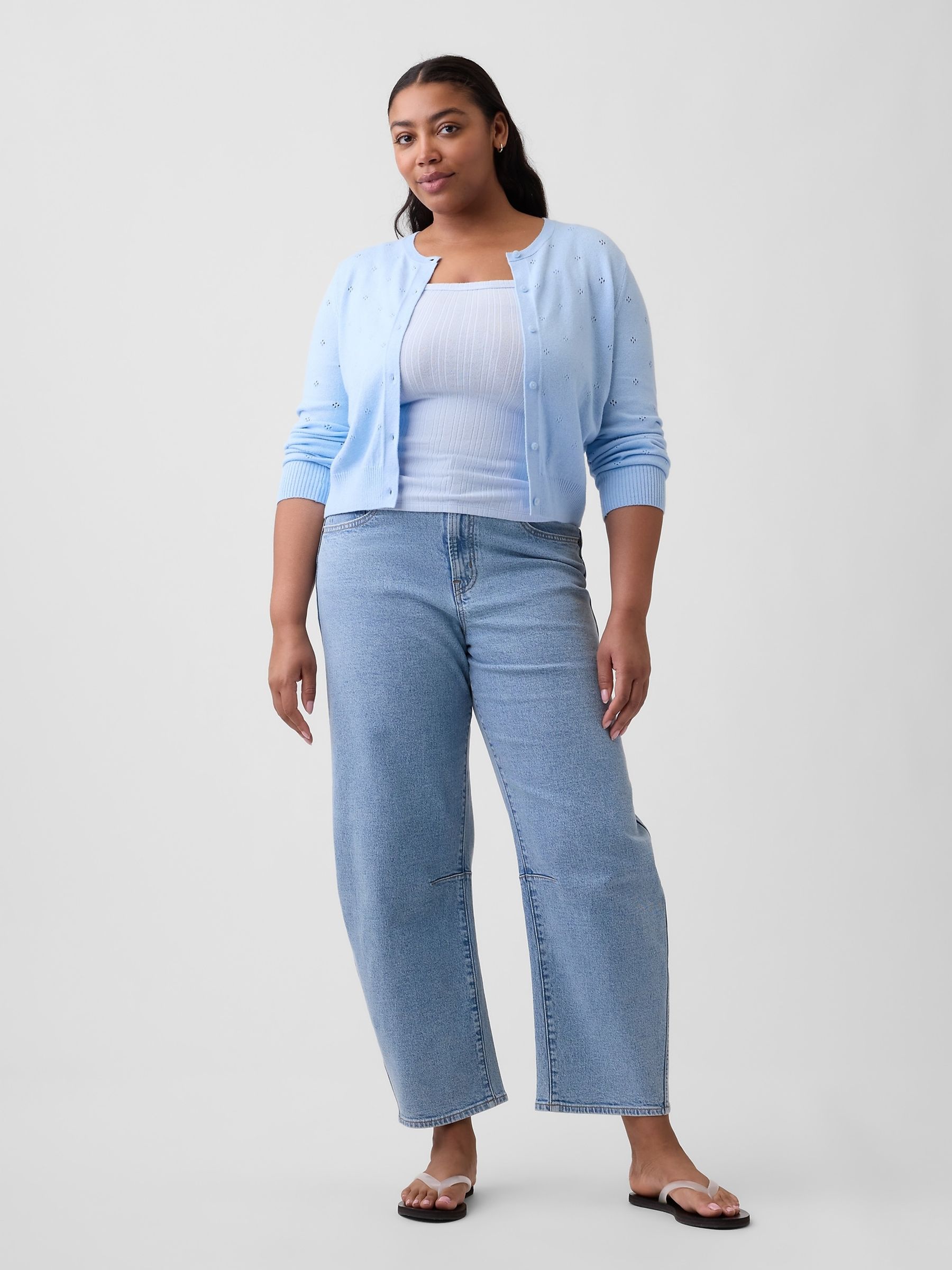 Light Wash High Waisted Barrel Jeans - Image 5 of 6