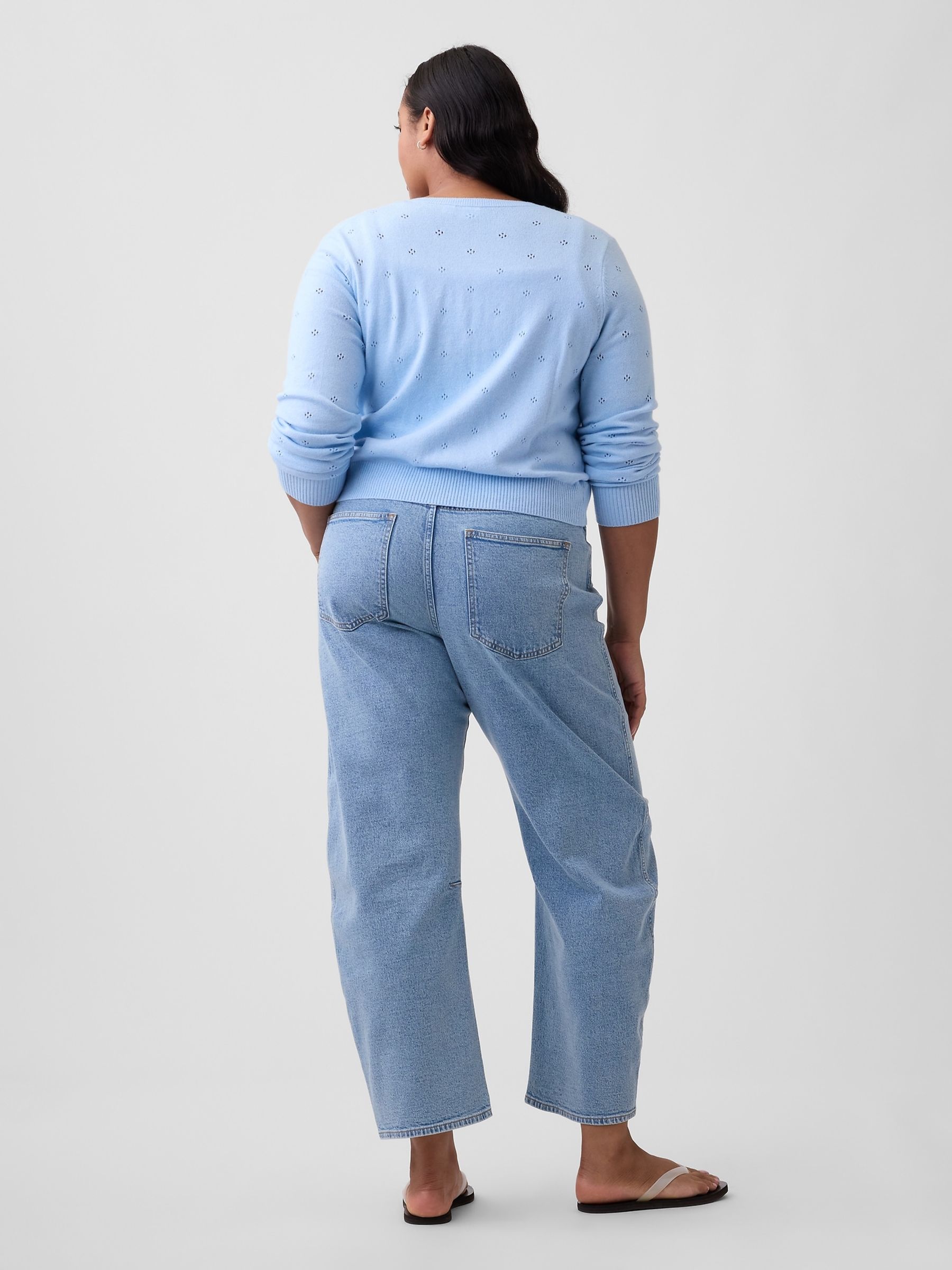 Light Wash High Waisted Barrel Jeans - Image 6 of 6 Light Wash High Waisted Barrel Jeans - Image 6 of 6