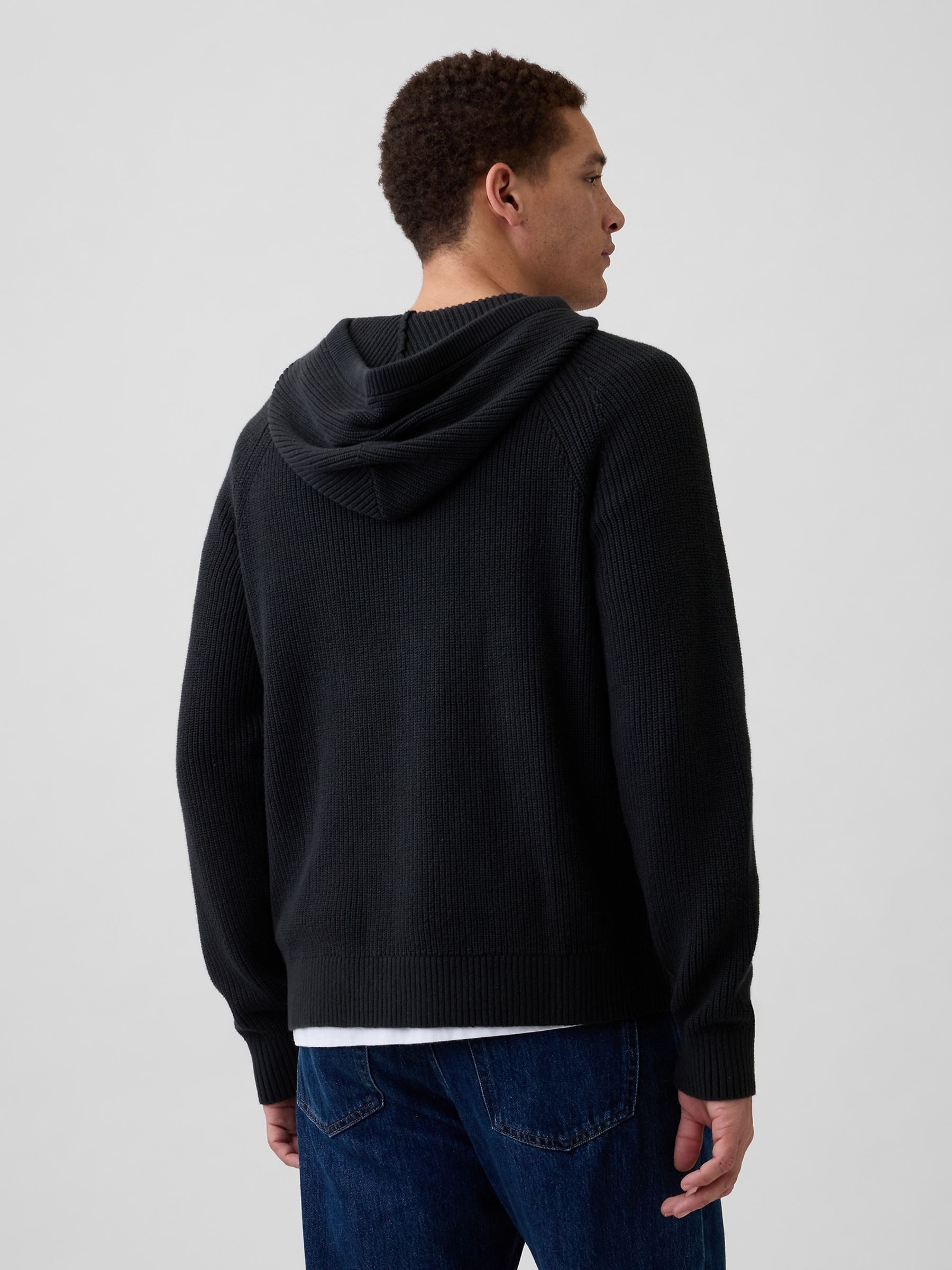 Black Raglan Zip Hooded Jumper - Image 2 of 4