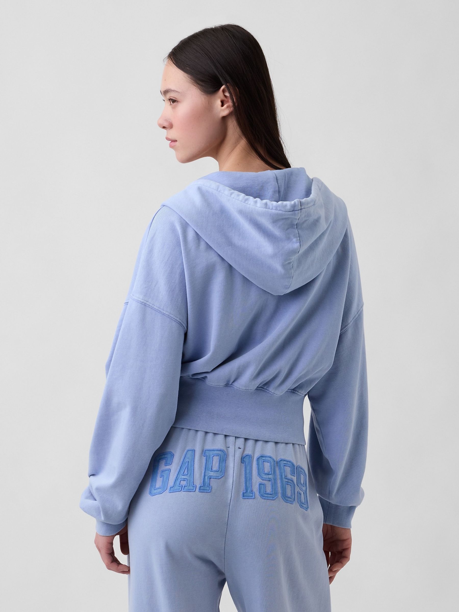 Purple French Terry Oversized 1969 Logo Zip Hoodie - Image 2 of 5