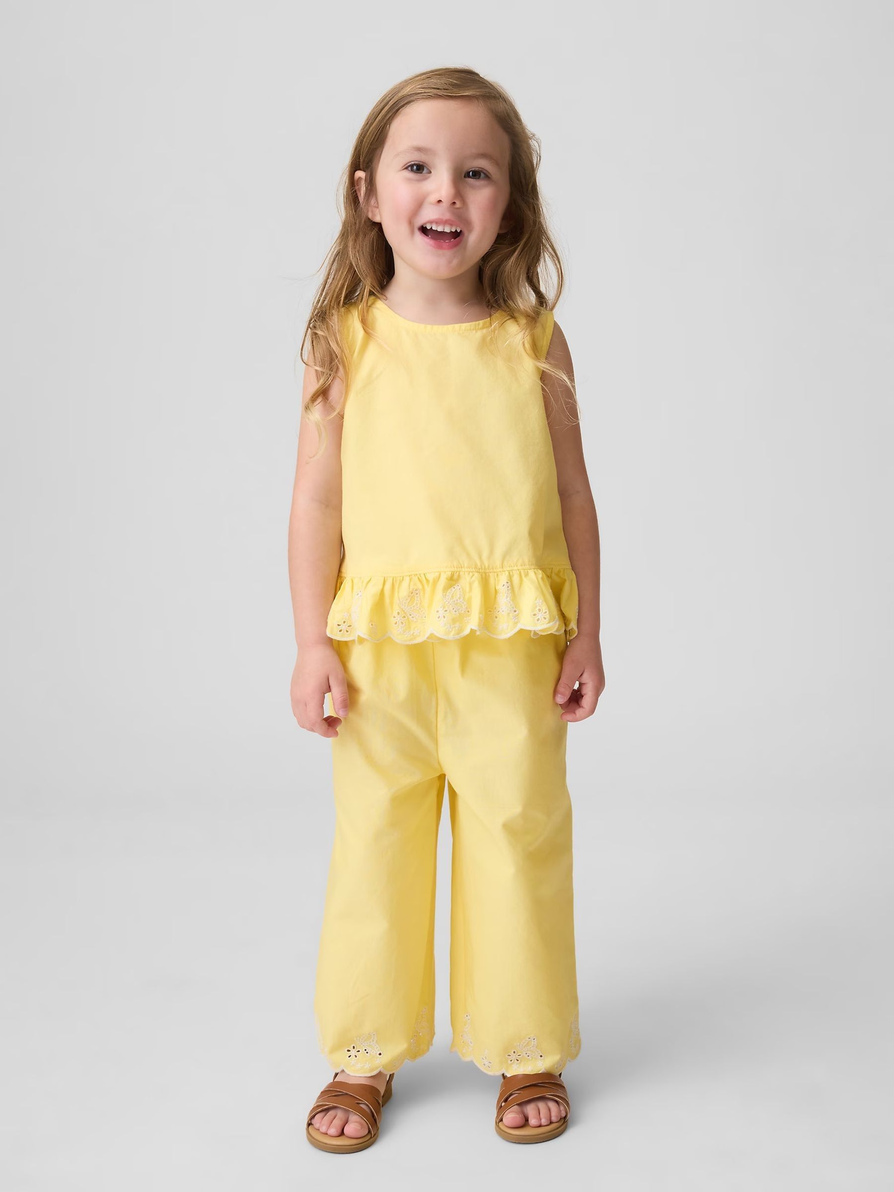 Yellow Eyelet Ruffle Outfit Set - Image 1 of 3