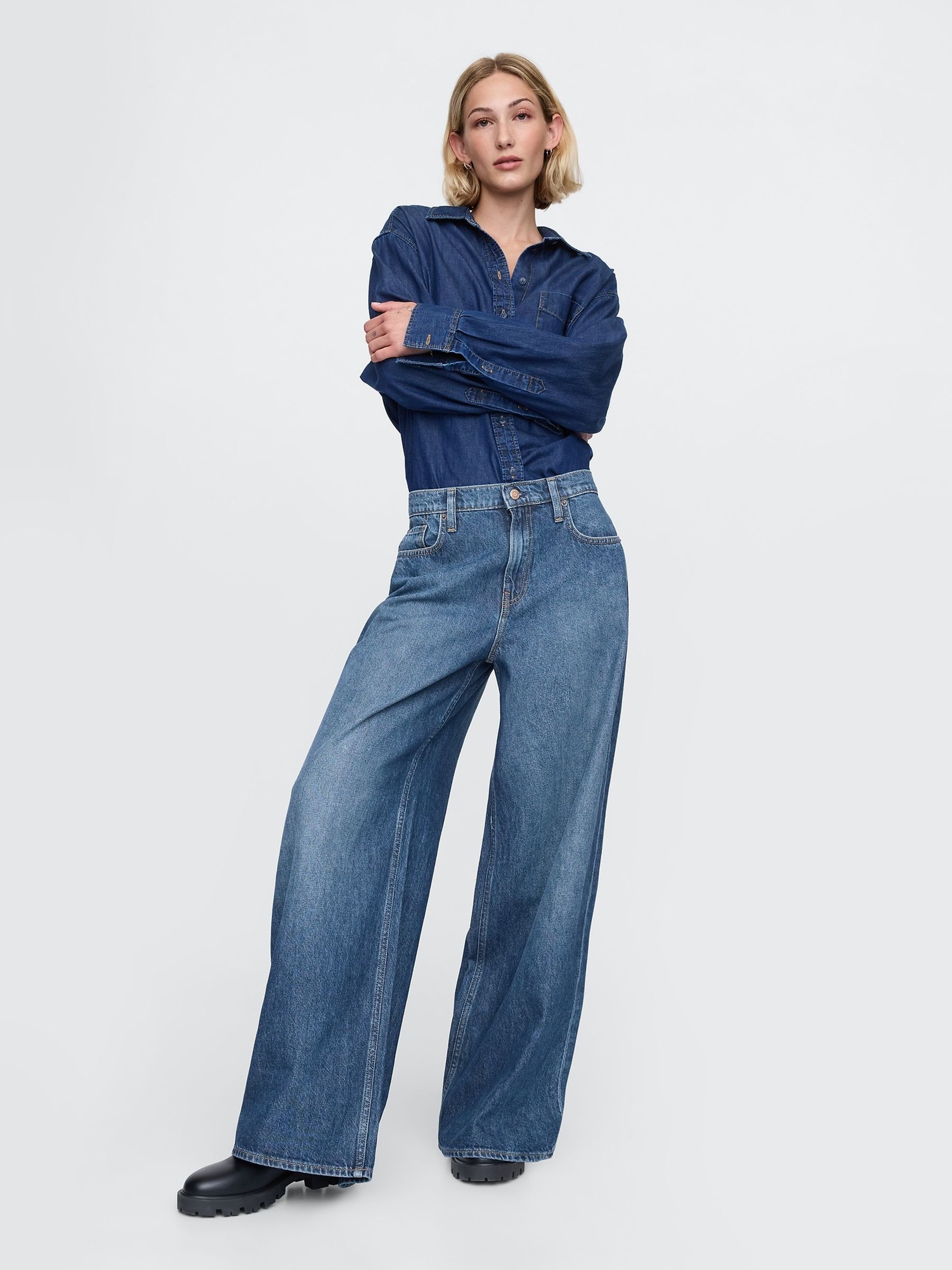 Medium wash Mid Rise Extra Baggy Jeans - Image 4 of 4