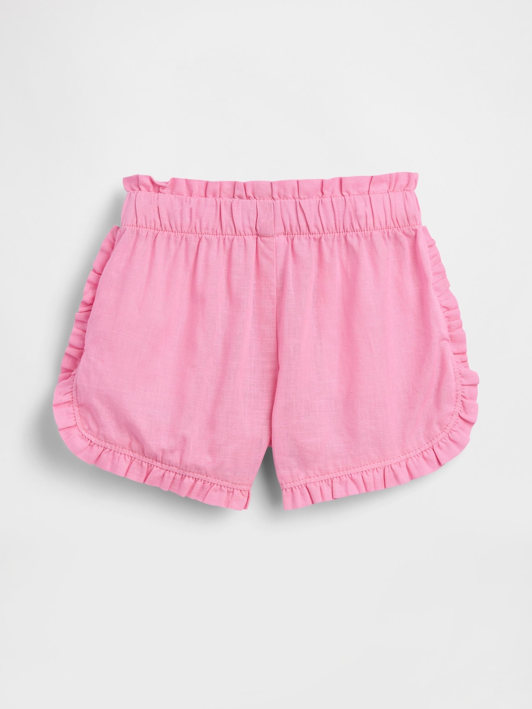 Pink Linen-Cotton Ruffle Dolphin Shorts - Image 2 of 2