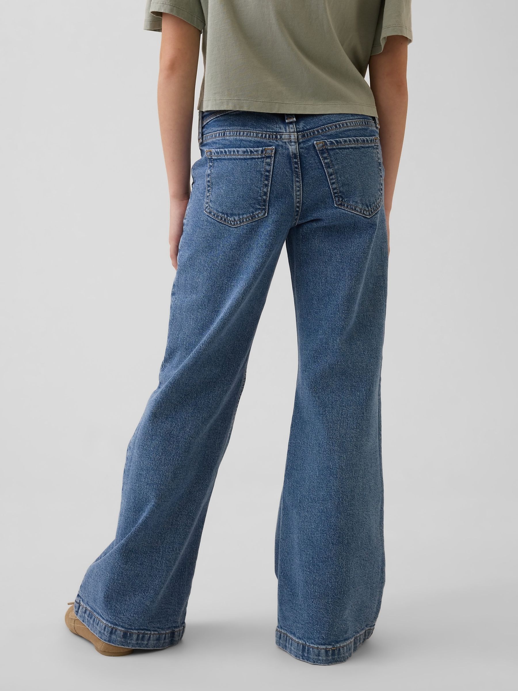 Medium wash Low Rise Seamed Relaxed Flare Jeans - Image 2 of 5