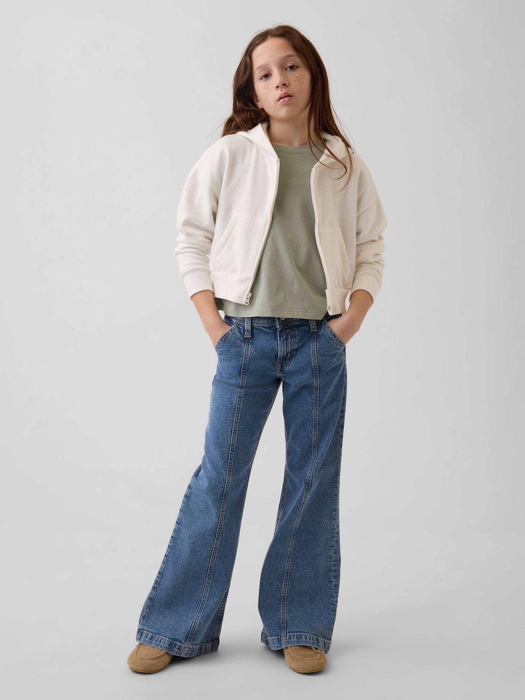 Medium wash Low Rise Seamed Relaxed Flare Jeans - Image 3 of 5