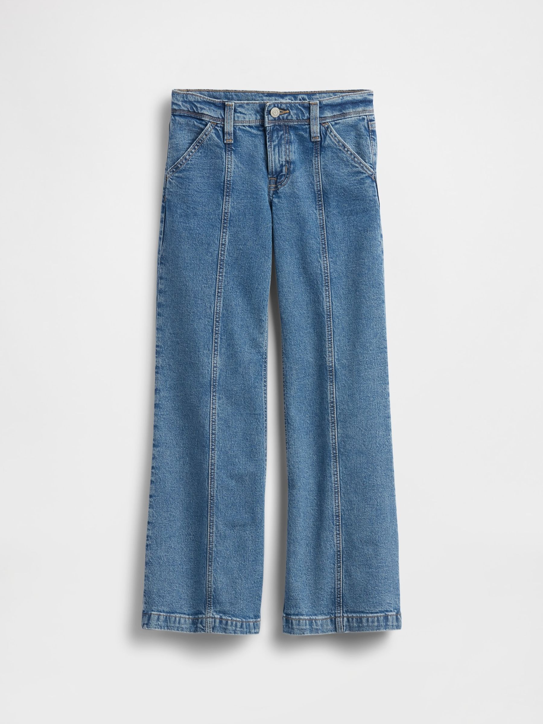 Medium wash Low Rise Seamed Relaxed Flare Jeans - Image 4 of 5