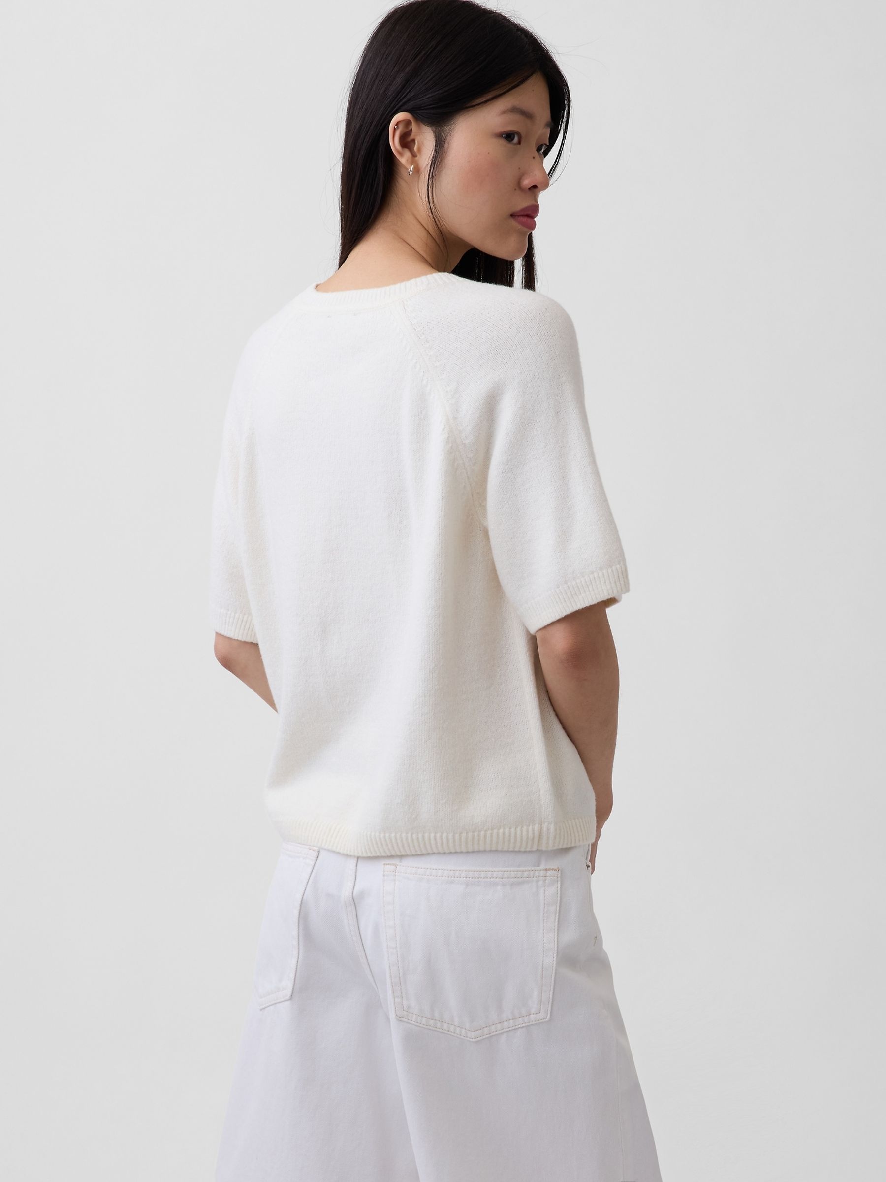 White CashSoft Raglan Jumper T-Shirt - Image 2 of 4
