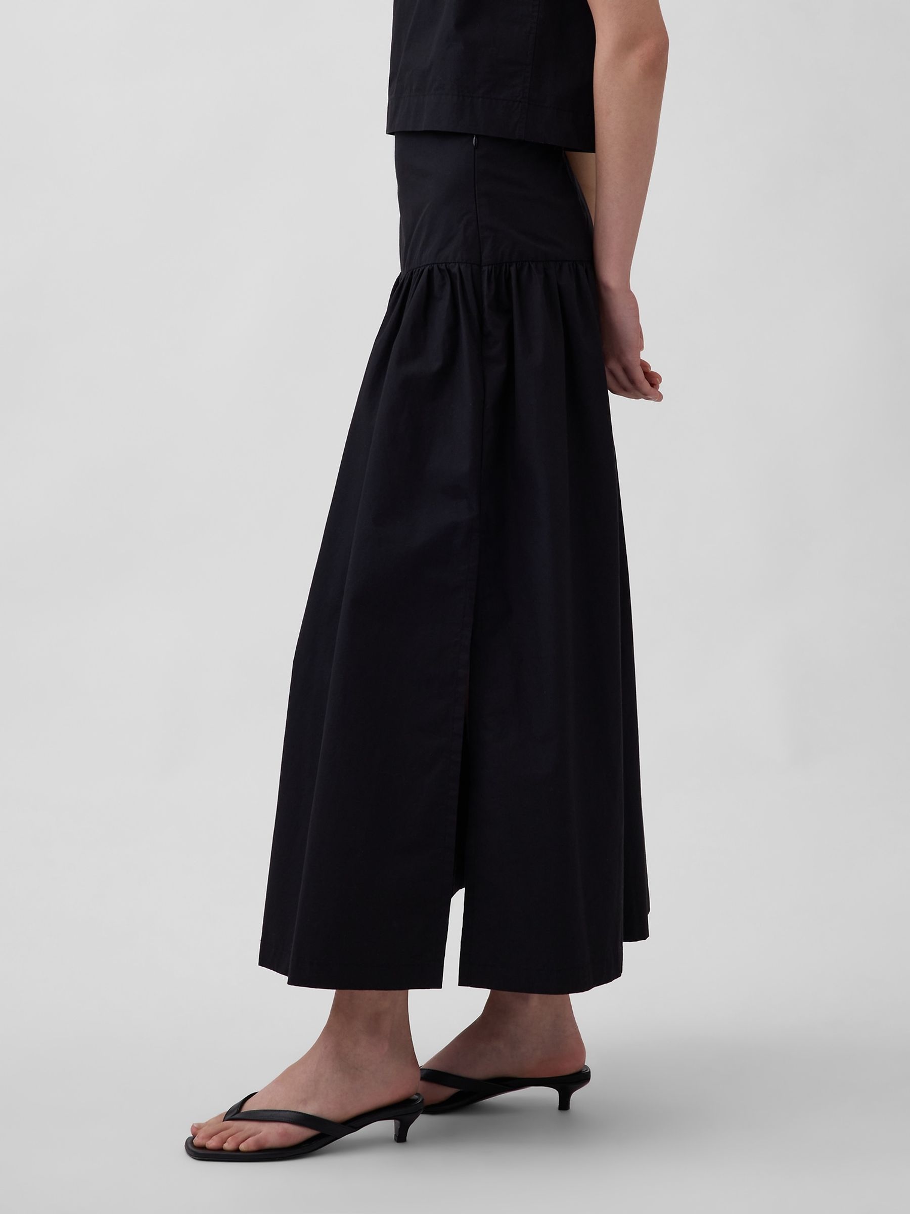 Black Poplin Drop-Waist Maxi Skirt - Image 3 of 4