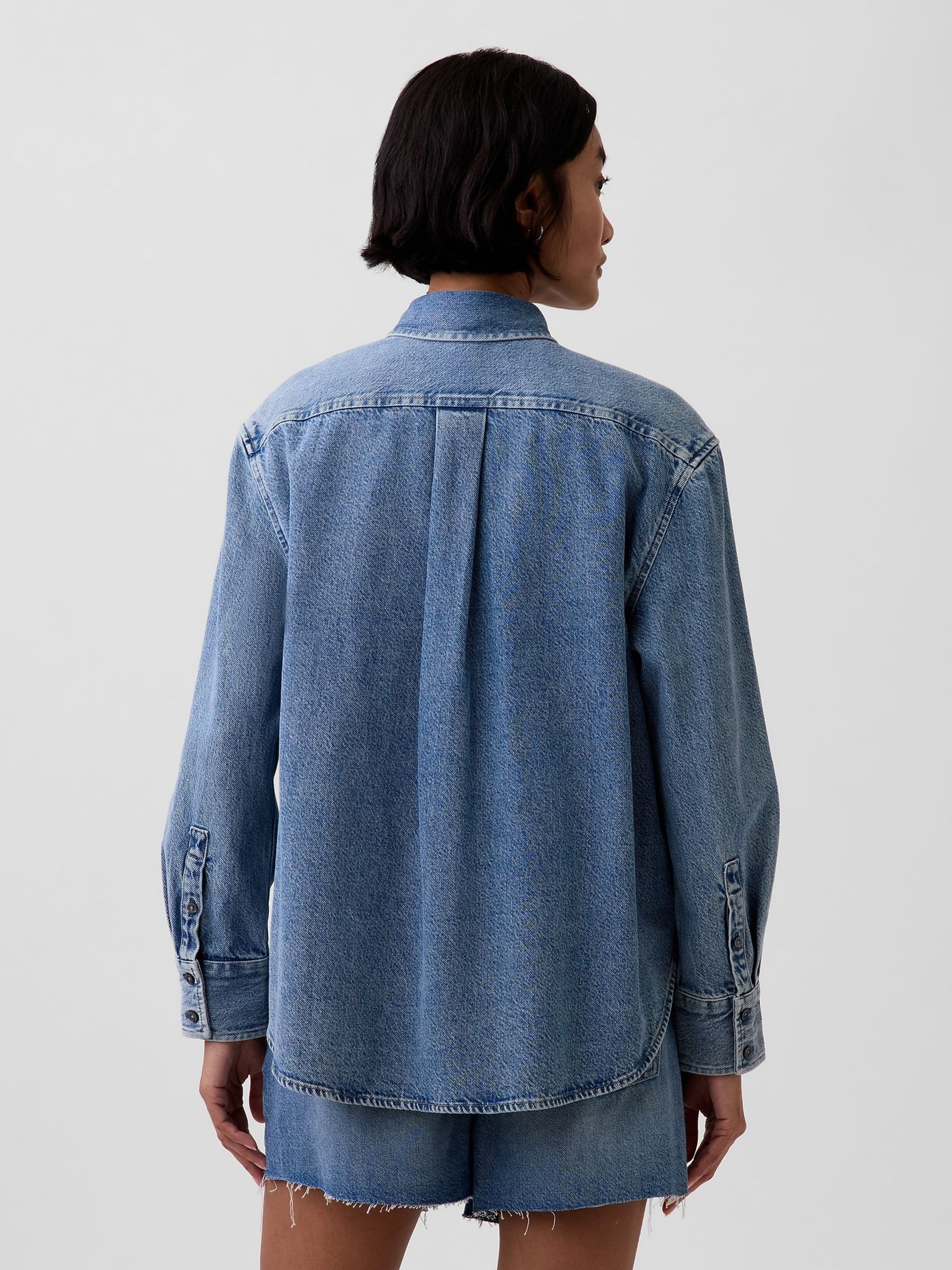 Medium wash UltraSoft Denim Oversized Shirt - Image 2 of 4