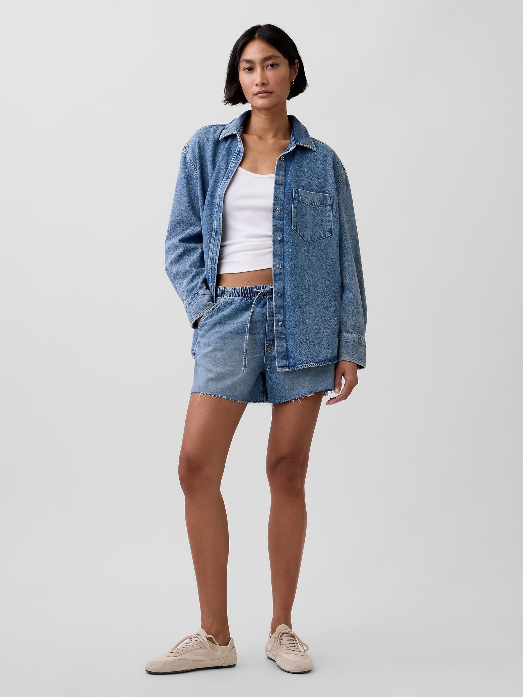 Medium wash UltraSoft Denim Oversized Shirt - Image 3 of 4