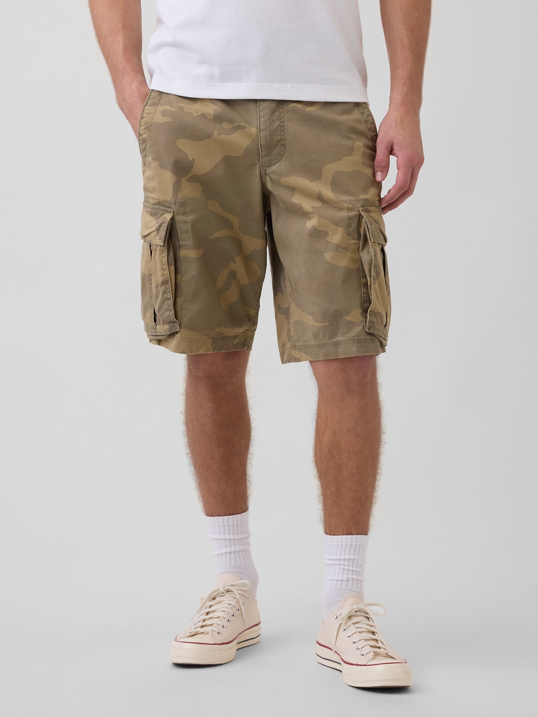 Green Camo Relaxed Cargo Shorts - Image 1 of 5