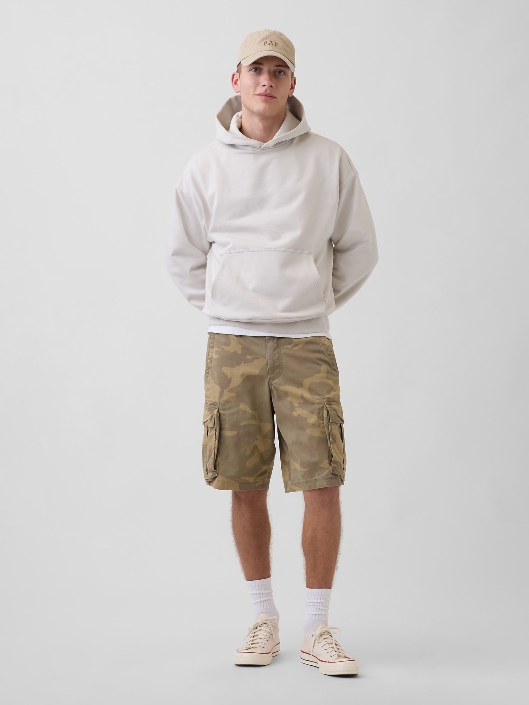 Green Camo Relaxed Cargo Shorts - Image 3 of 5