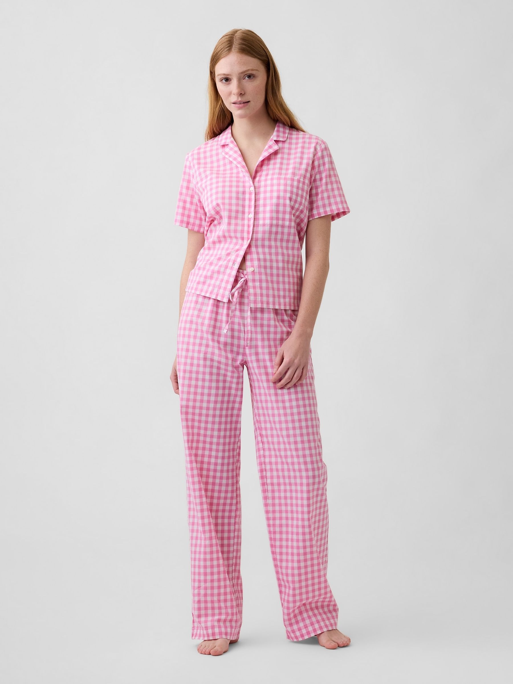 Pink Gingham Poplin pyjama Shirt - Image 3 of 4