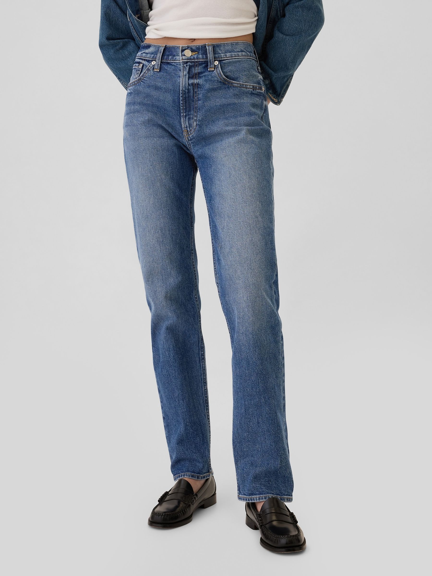Blue High Waisted 90s Original Straight Jeans - Image 1 of 6