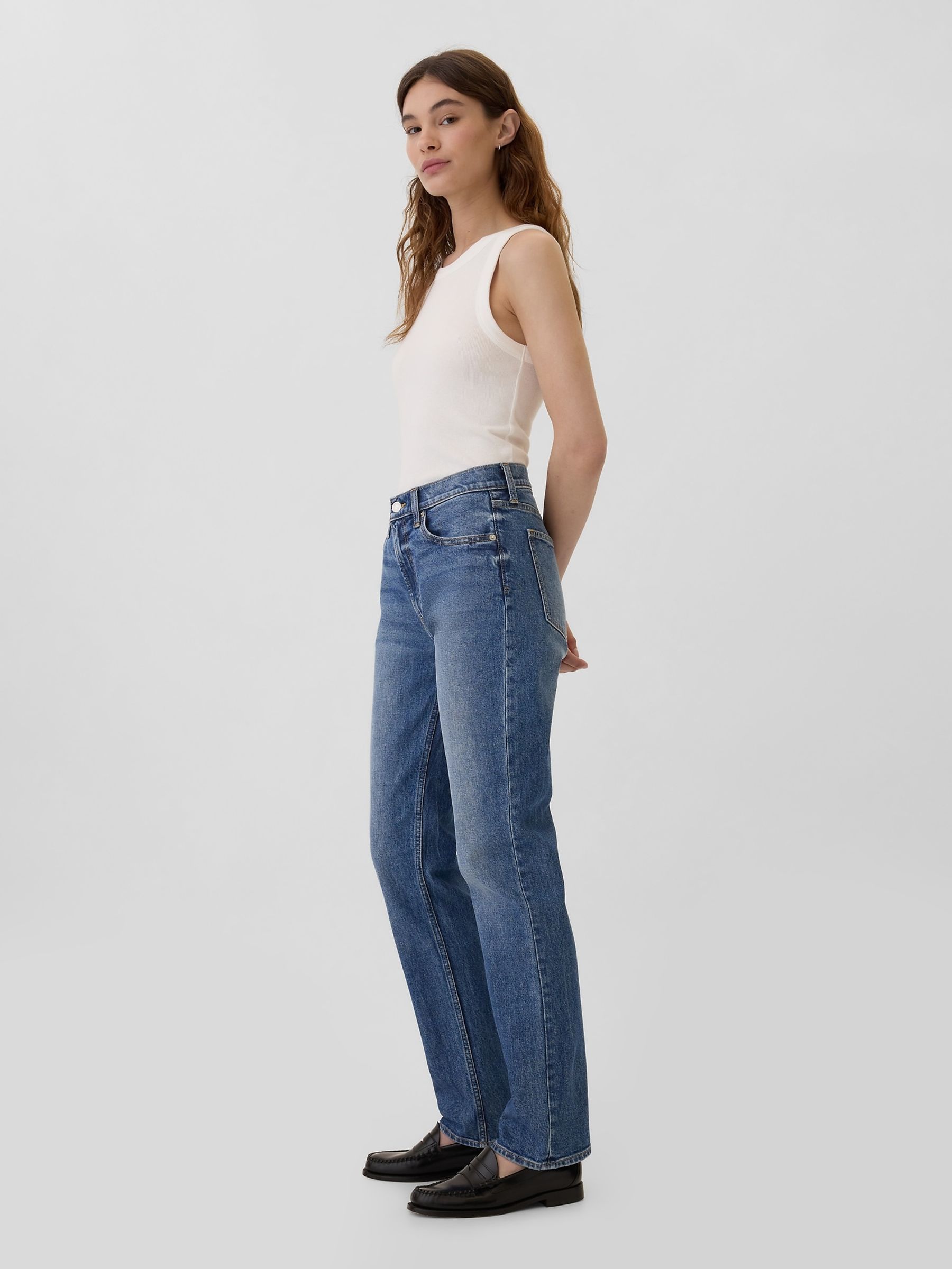 Blue High Waisted 90s Original Straight Jeans - Image 3 of 6