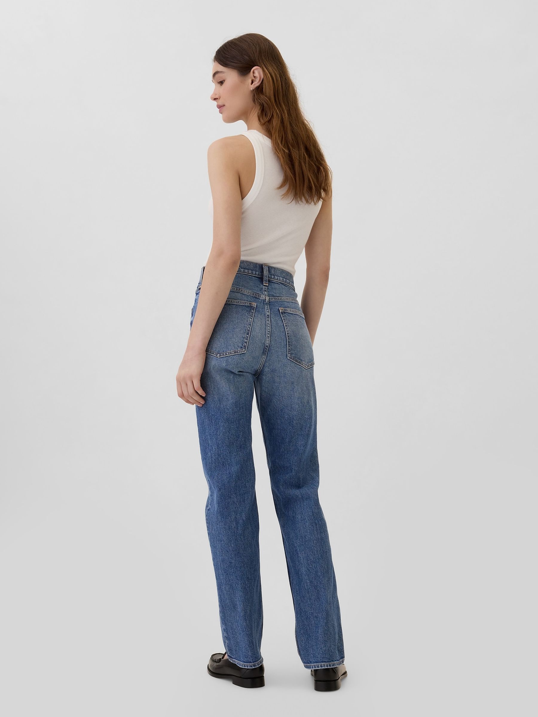 Blue High Waisted 90s Original Straight Jeans - Image 4 of 6