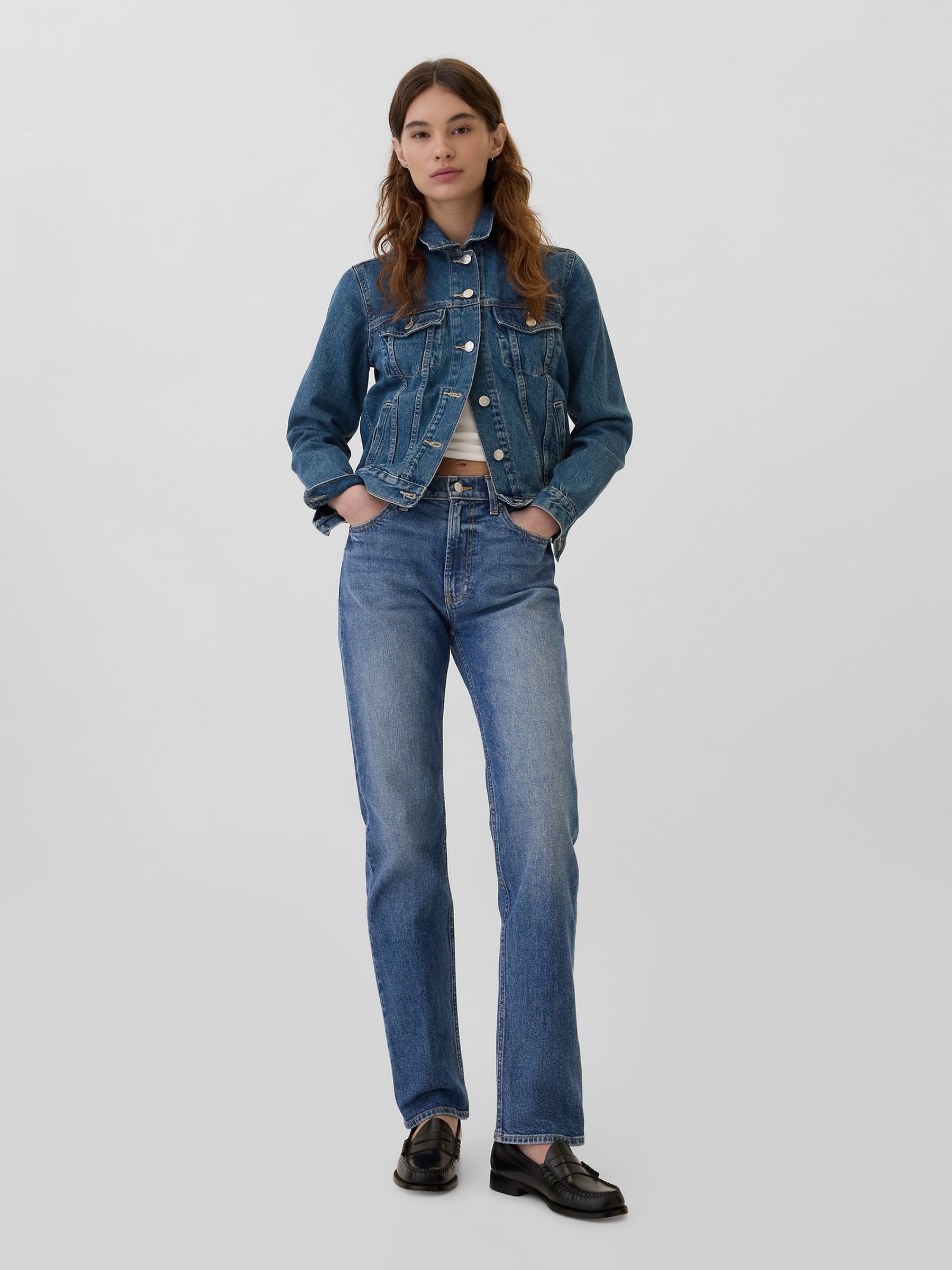 Blue High Waisted 90s Original Straight Jeans - Image 6 of 6