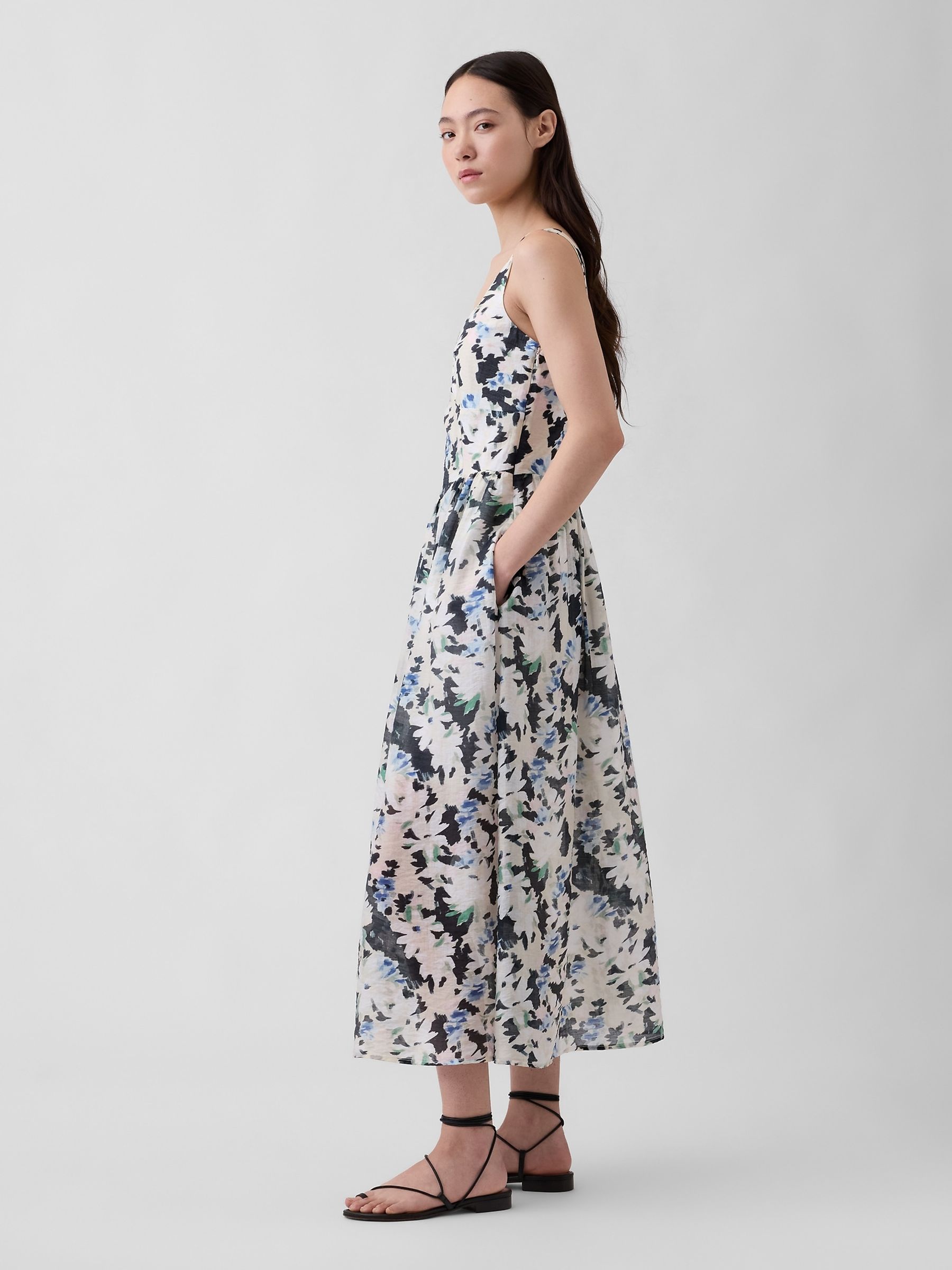 Black Floral Seamed Drop-Waist Maxi Dress - Image 3 of 4